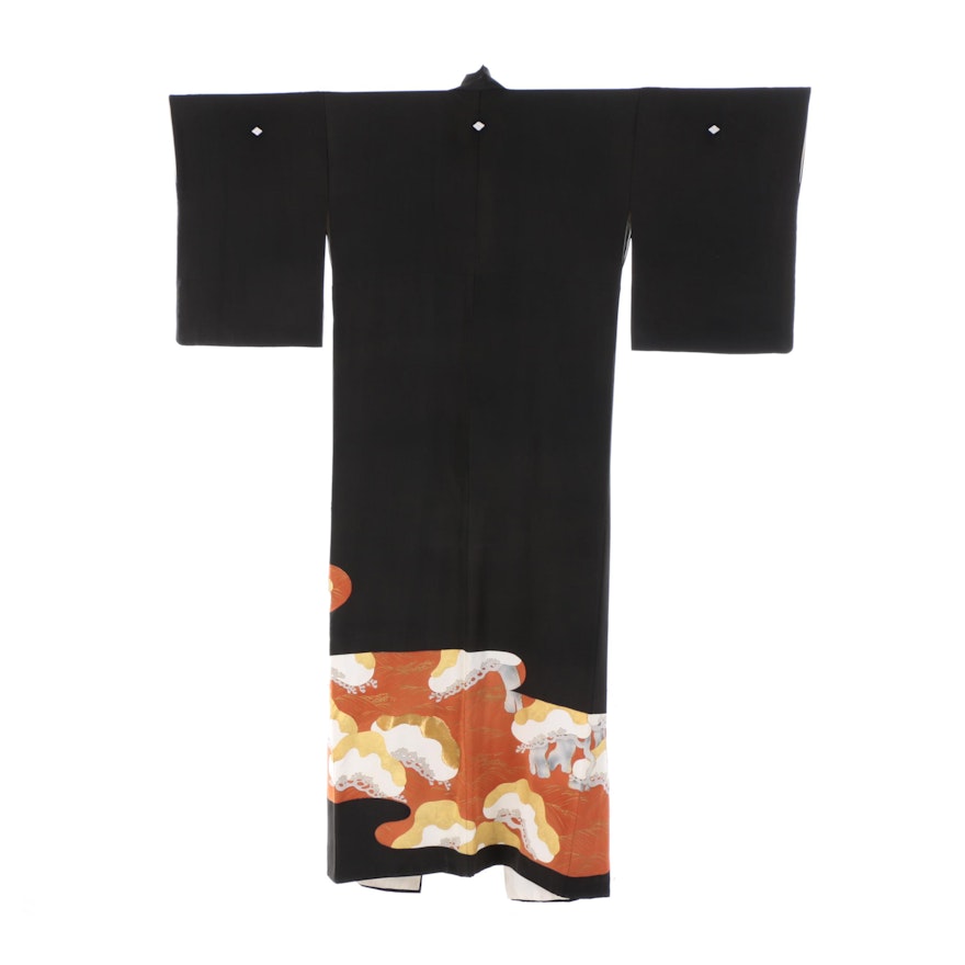 Vintage Japanese Silk Crepe Kimono