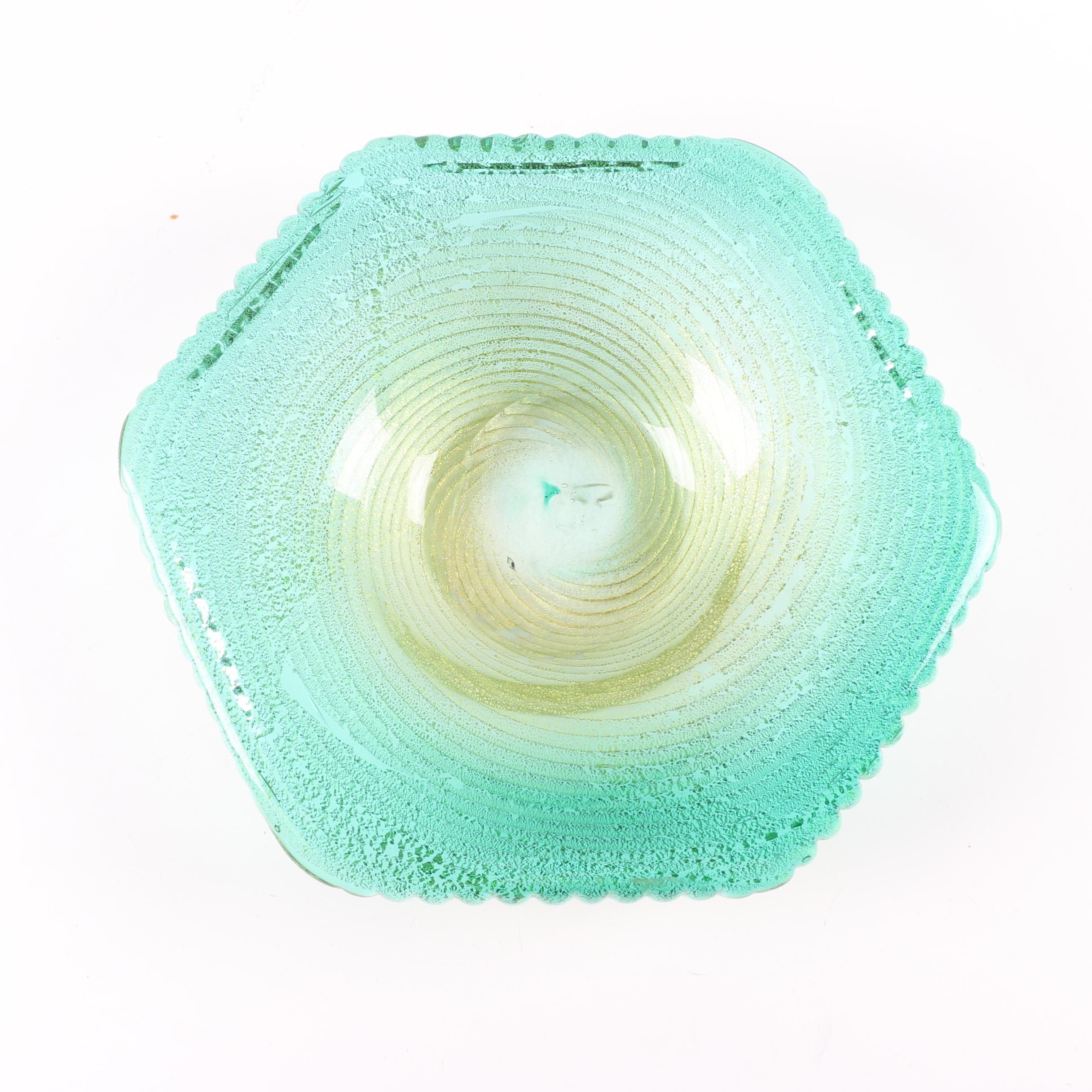 Hand Blown Aventurine Art Glass Bowl