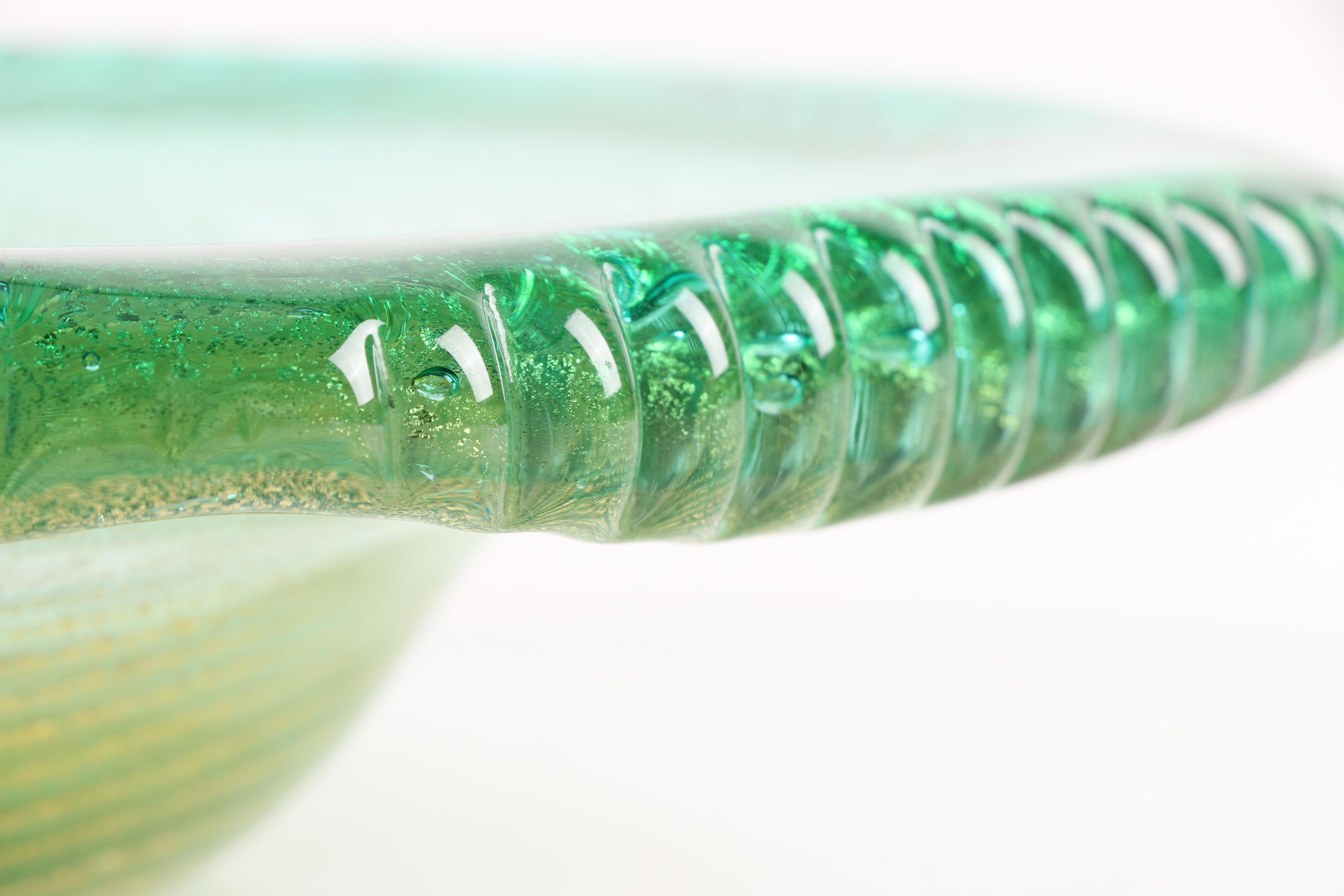 Hand Blown Aventurine Art Glass Bowl