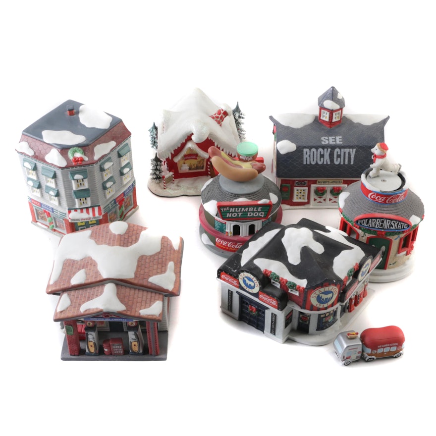 Coca-Cola "Town Square Collection" and Hawthorne Winter Village Ceramic Figures
