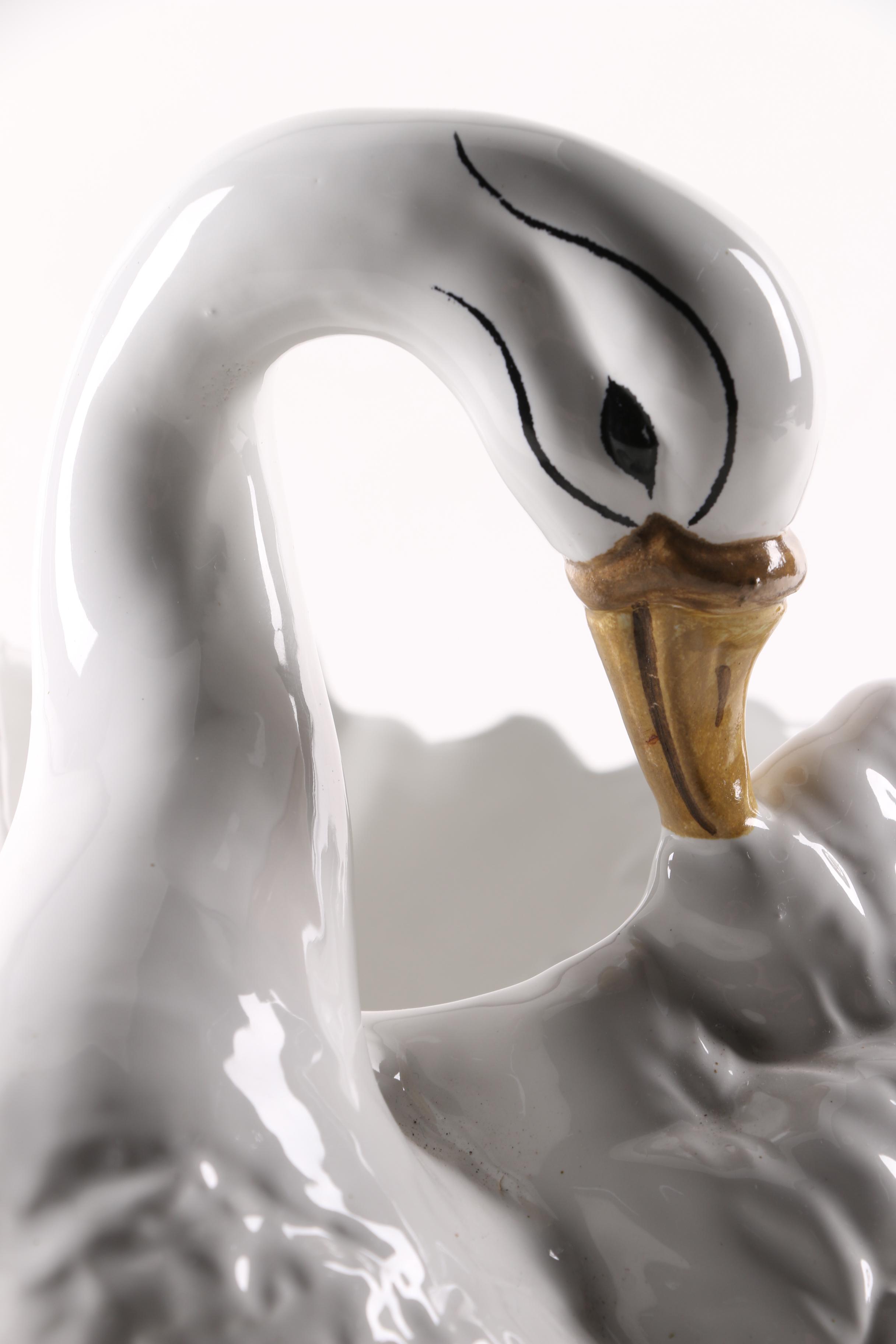 Italian Ceramic Swan Planter