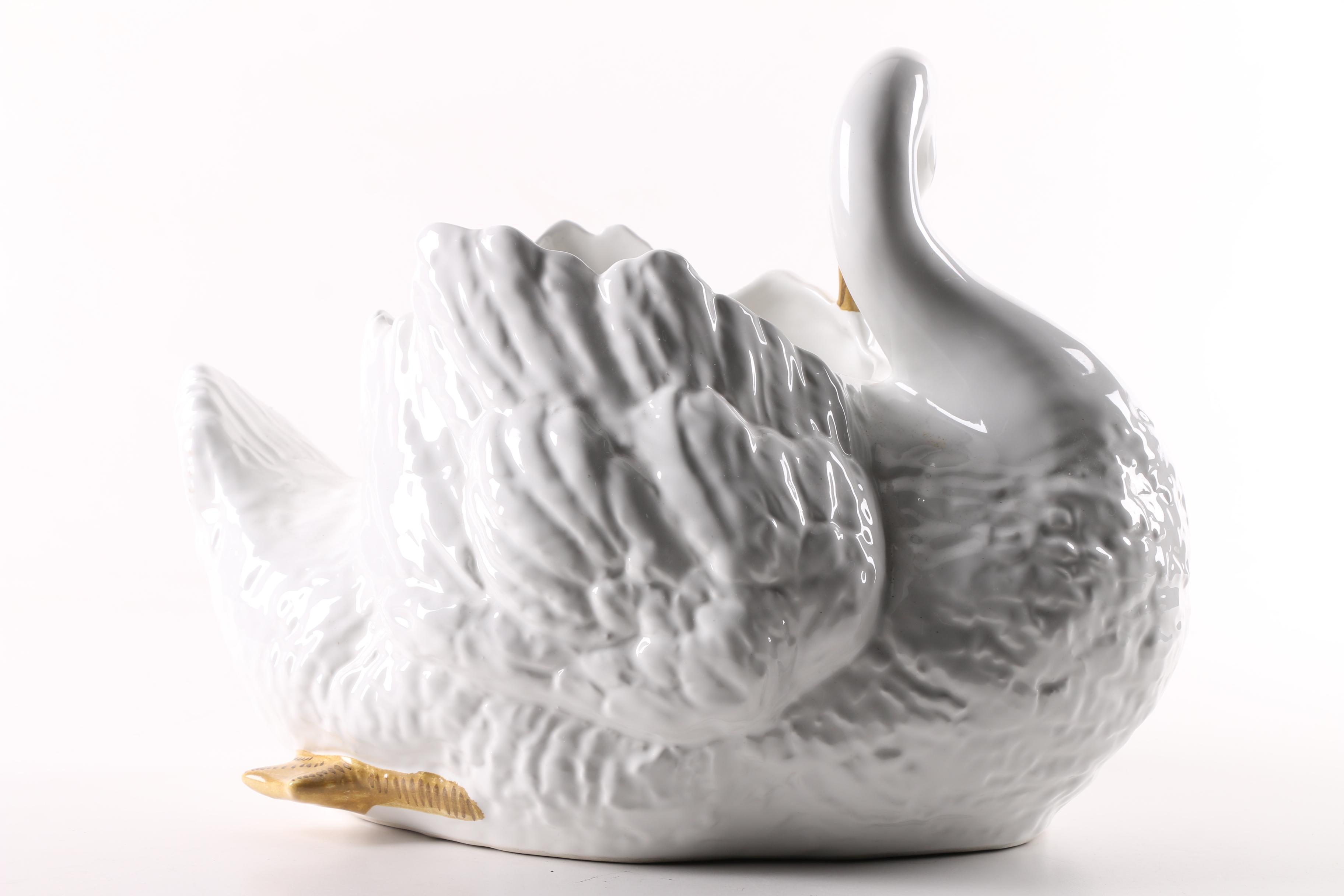 Italian Ceramic Swan Planter