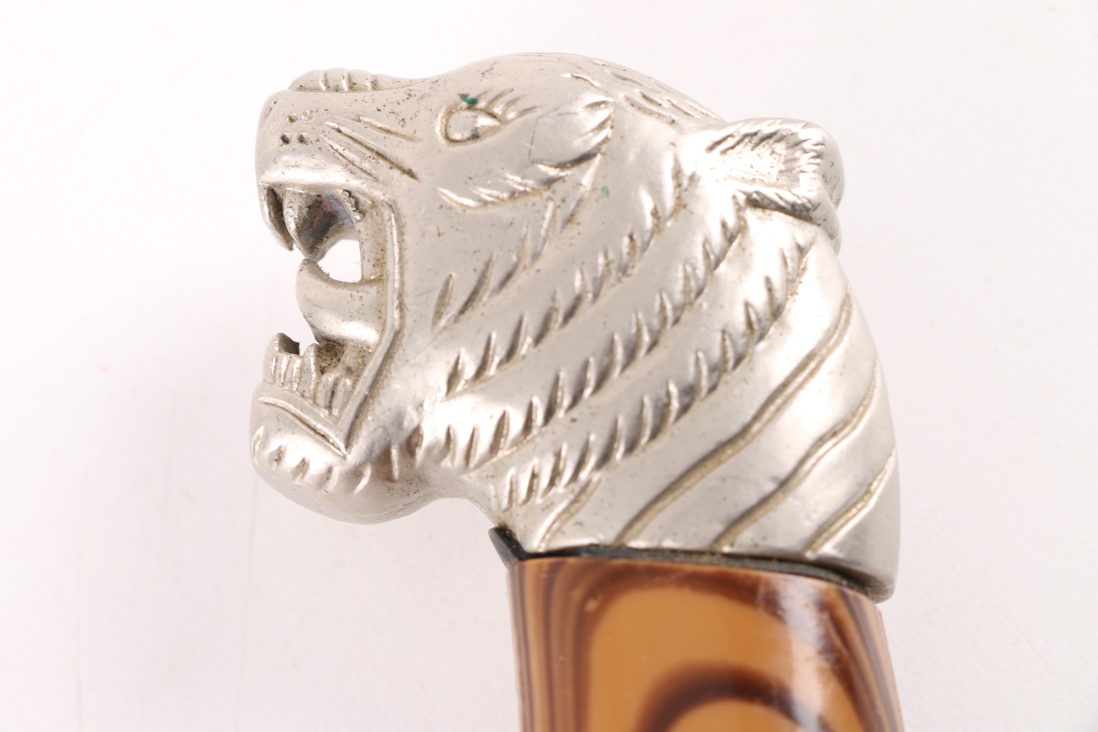 Bowie Knife with Tiger's Head Pommel and Sheath