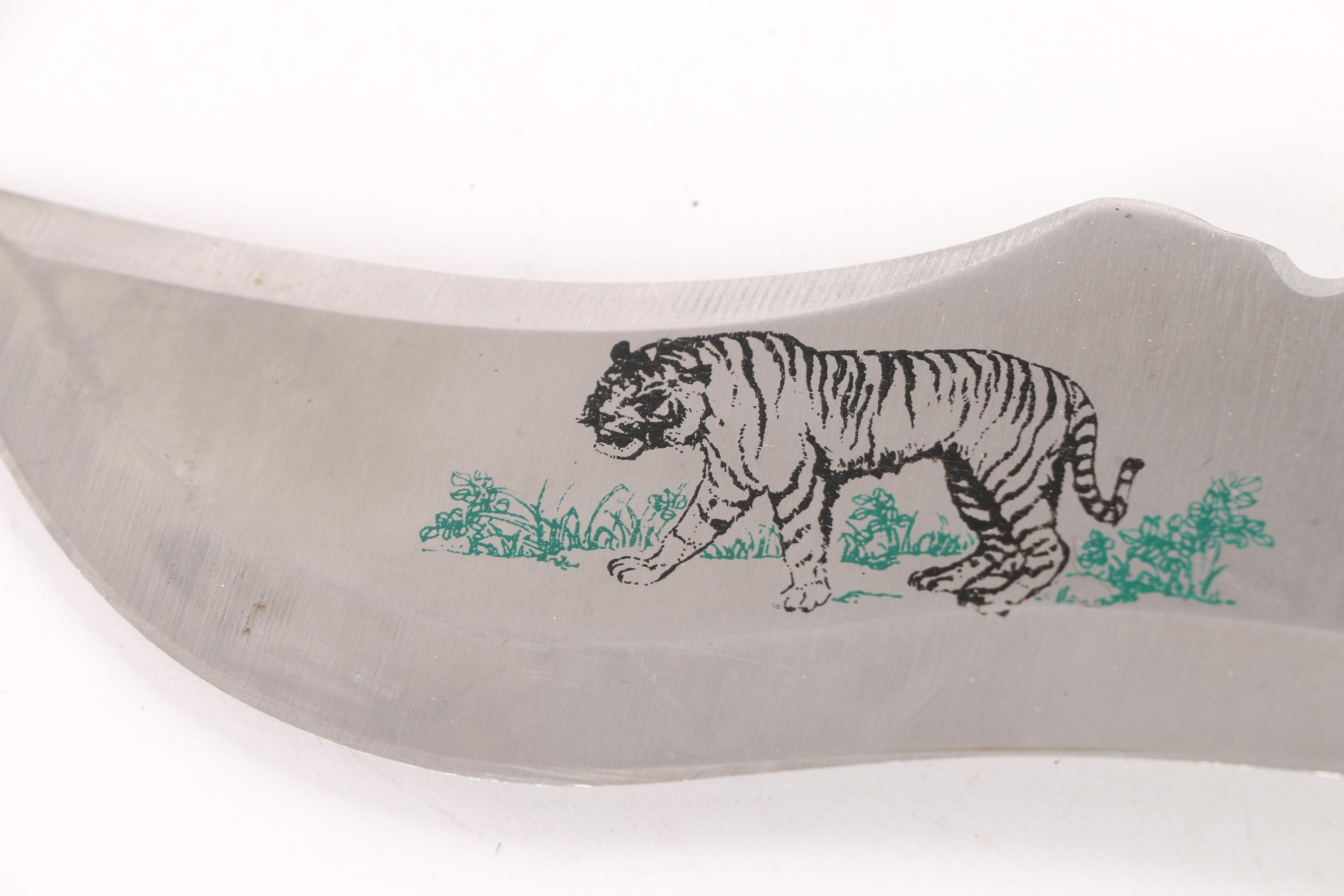 Bowie Knife with Tiger's Head Pommel and Sheath