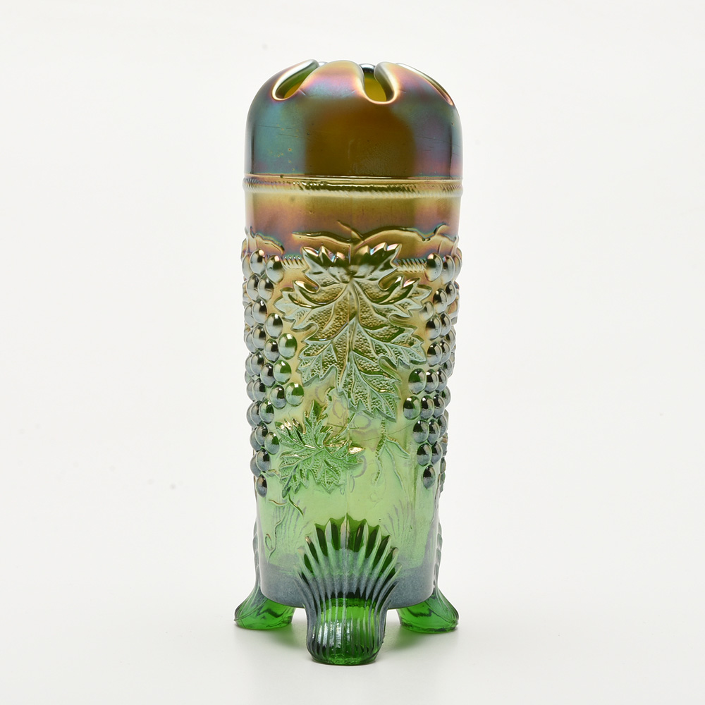 Vintage Northwood Carnival Glass "Grape and Cable" Hatpin Holder and Pins