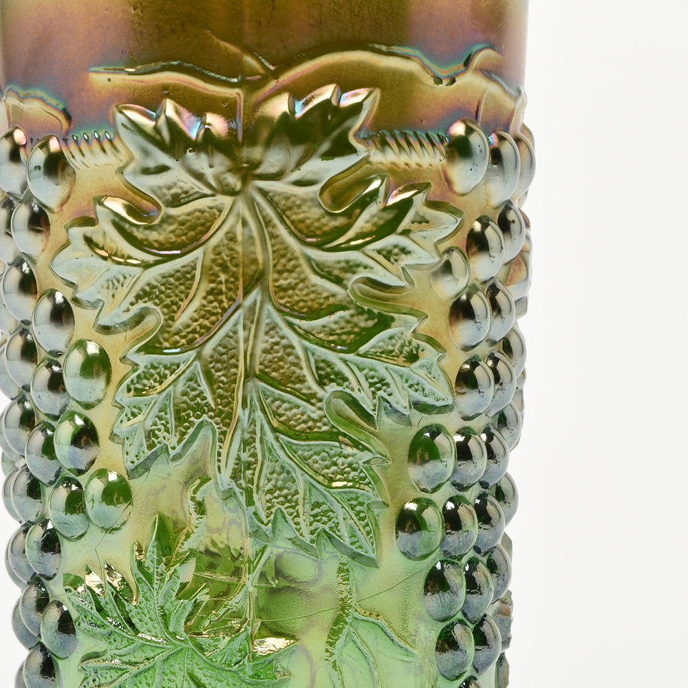 Vintage Northwood Carnival Glass "Grape and Cable" Hatpin Holder and Pins