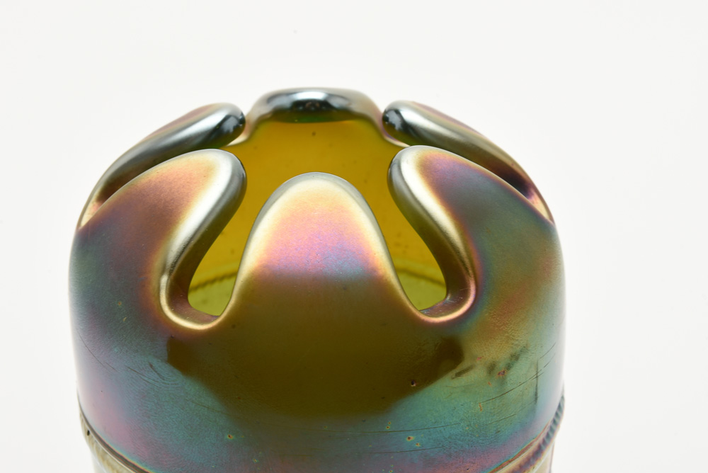 Vintage Northwood Carnival Glass "Grape and Cable" Hatpin Holder and Pins