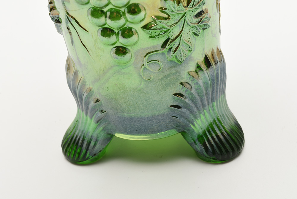 Vintage Northwood Carnival Glass "Grape and Cable" Hatpin Holder and Pins