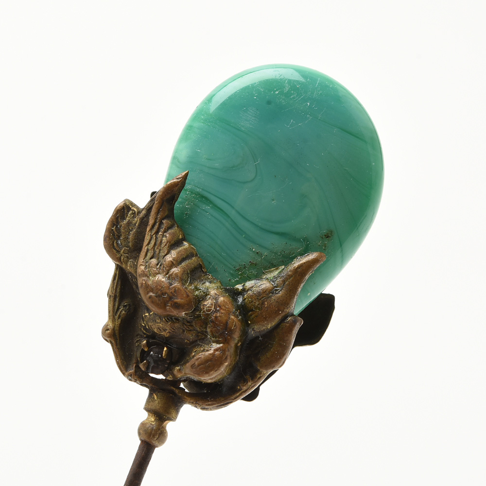 Vintage Northwood Carnival Glass "Grape and Cable" Hatpin Holder and Pins