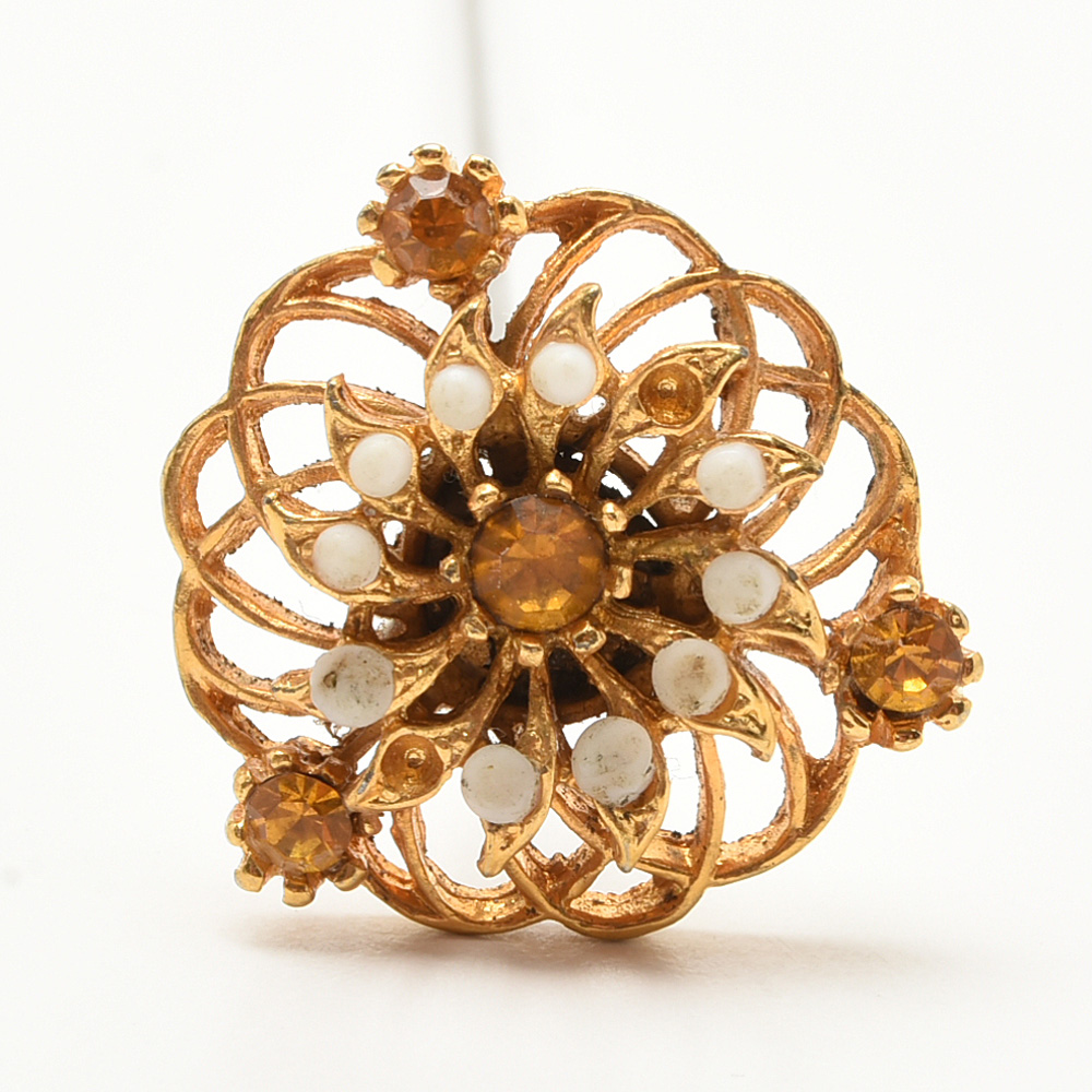 Vintage Northwood Carnival Glass "Grape and Cable" Hatpin Holder and Pins