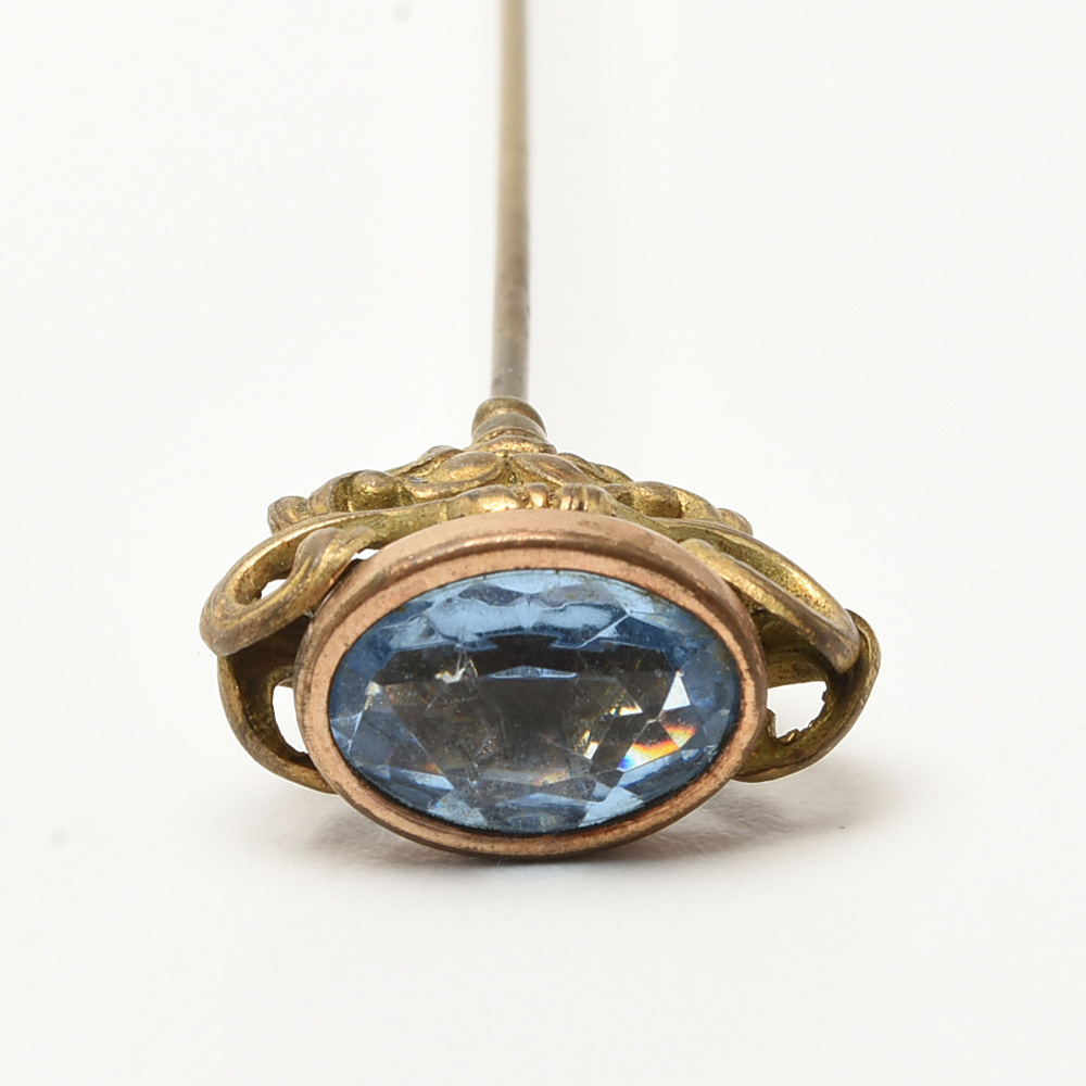 Vintage Northwood Carnival Glass "Grape and Cable" Hatpin Holder and Pins