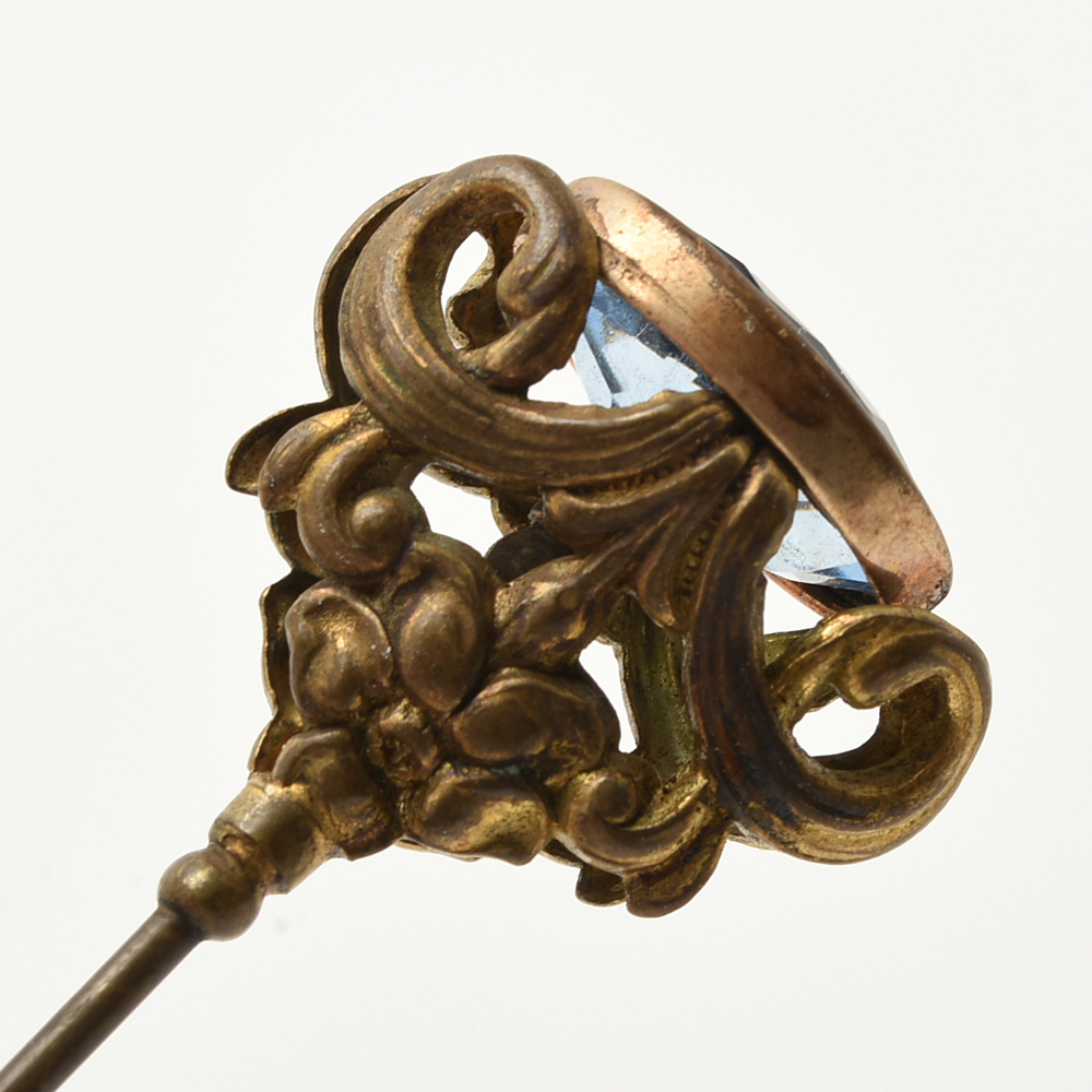 Vintage Northwood Carnival Glass "Grape and Cable" Hatpin Holder and Pins