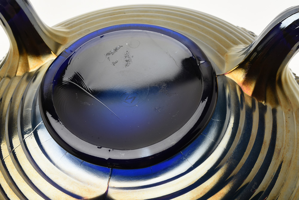 Vintage Northwood Carnival Glass  "Peacock at the Fountain" Footed Orange Bowl