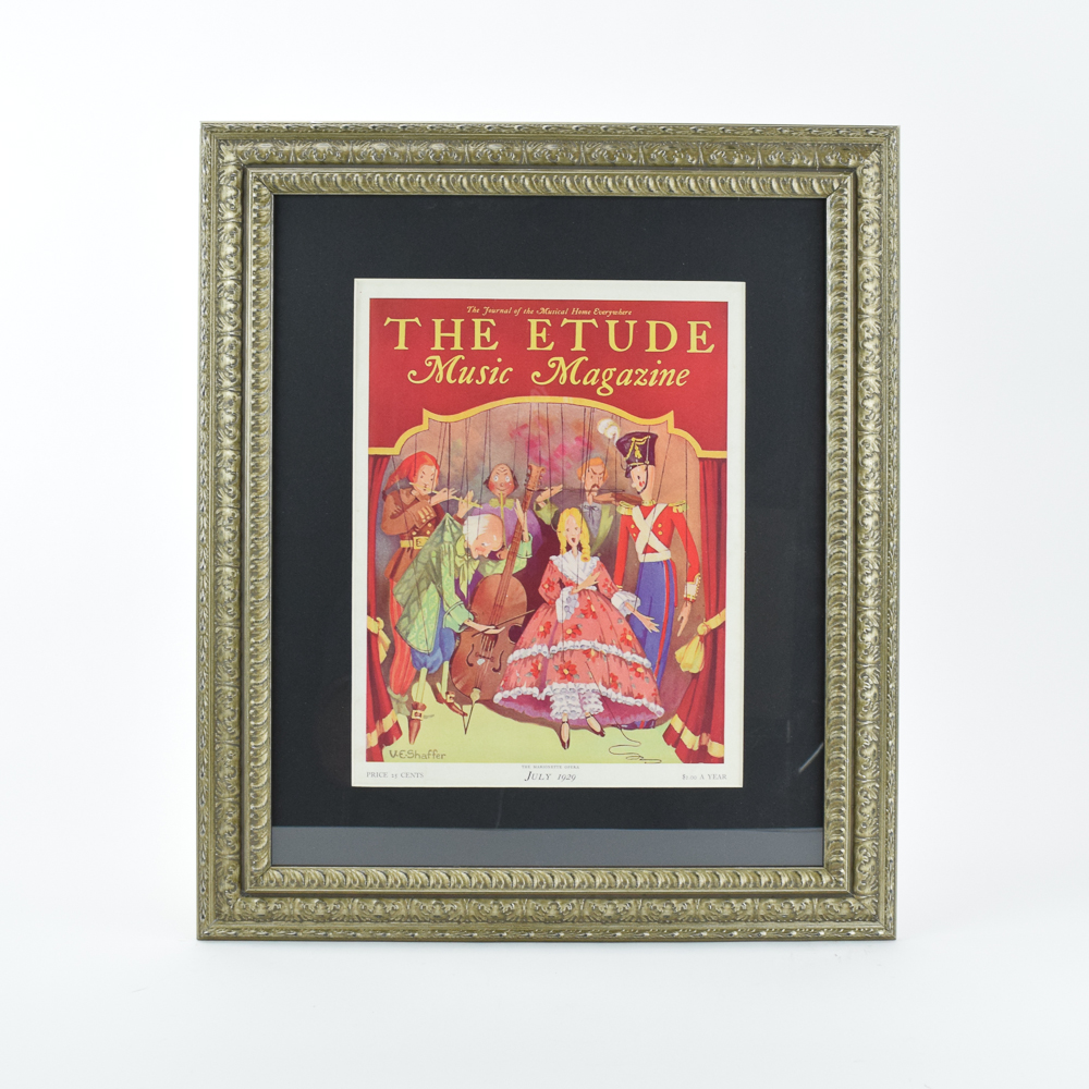 July 1929 "The Etude Music Magazine" Offset Lithograph Cover After V.E. Shaffer
