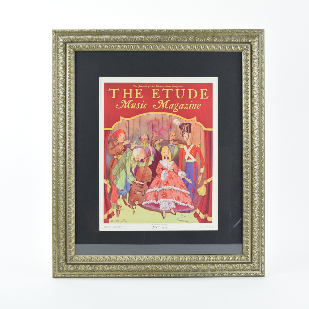 July 1929 "The Etude Music Magazine" Offset Lithograph Cover After V.E. Shaffer