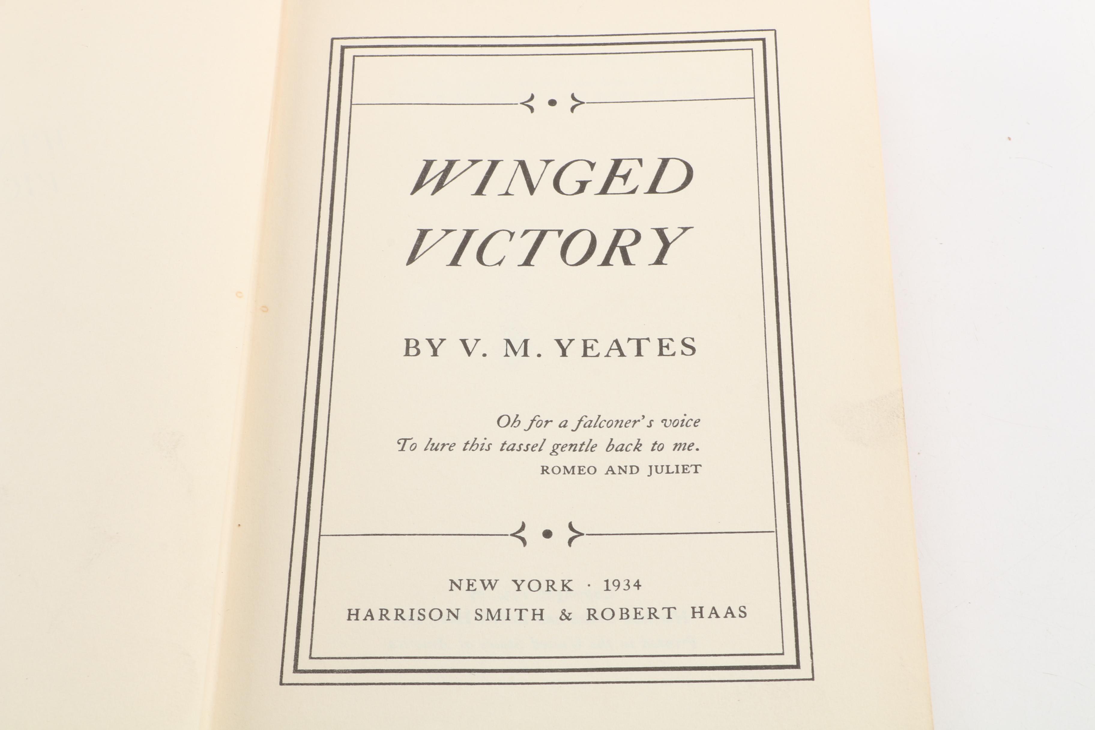 1934 First American Edition "Winged Victory" by V.M. Yeates