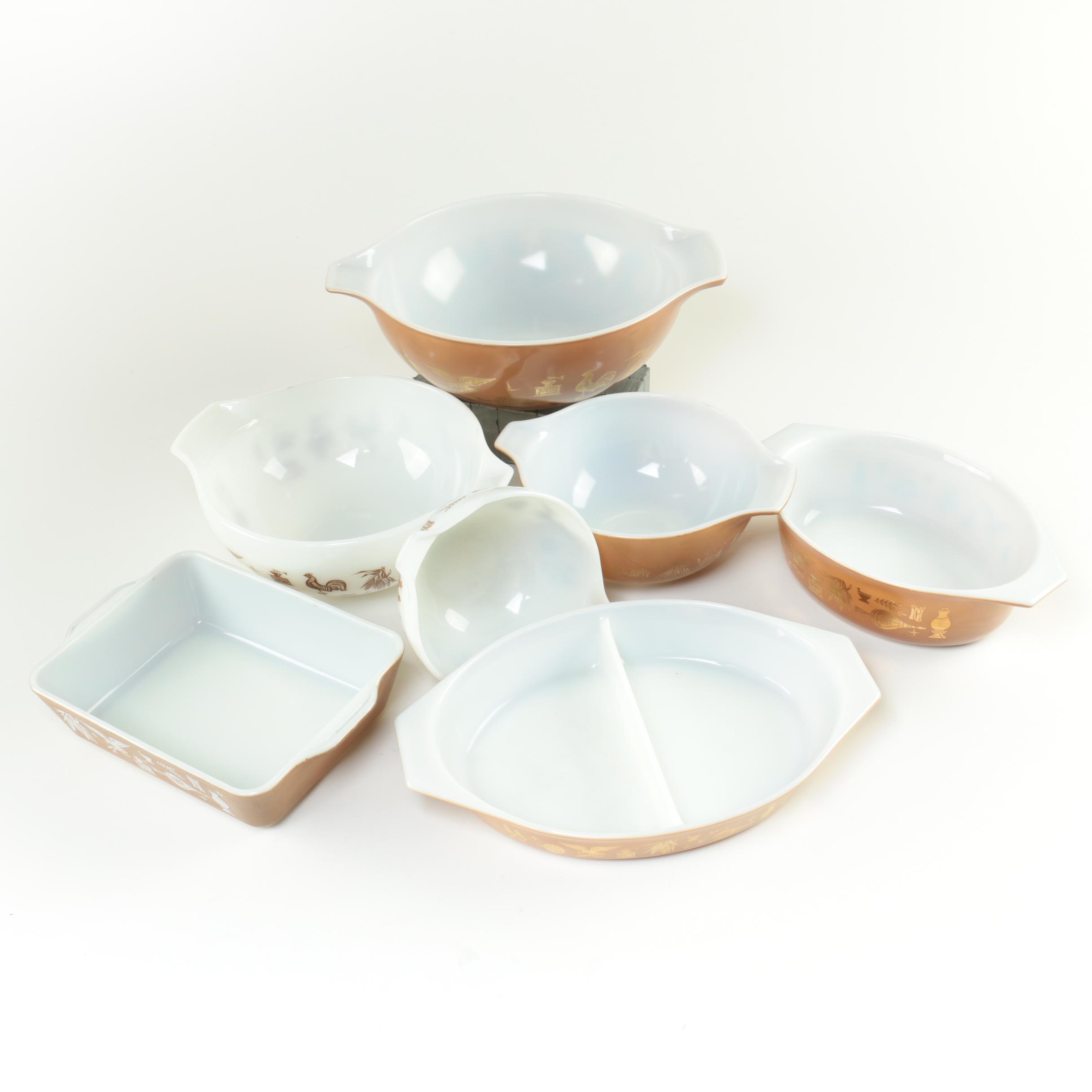 Vintage Pyrex "Early American" Bakeware and Mixing Bowls