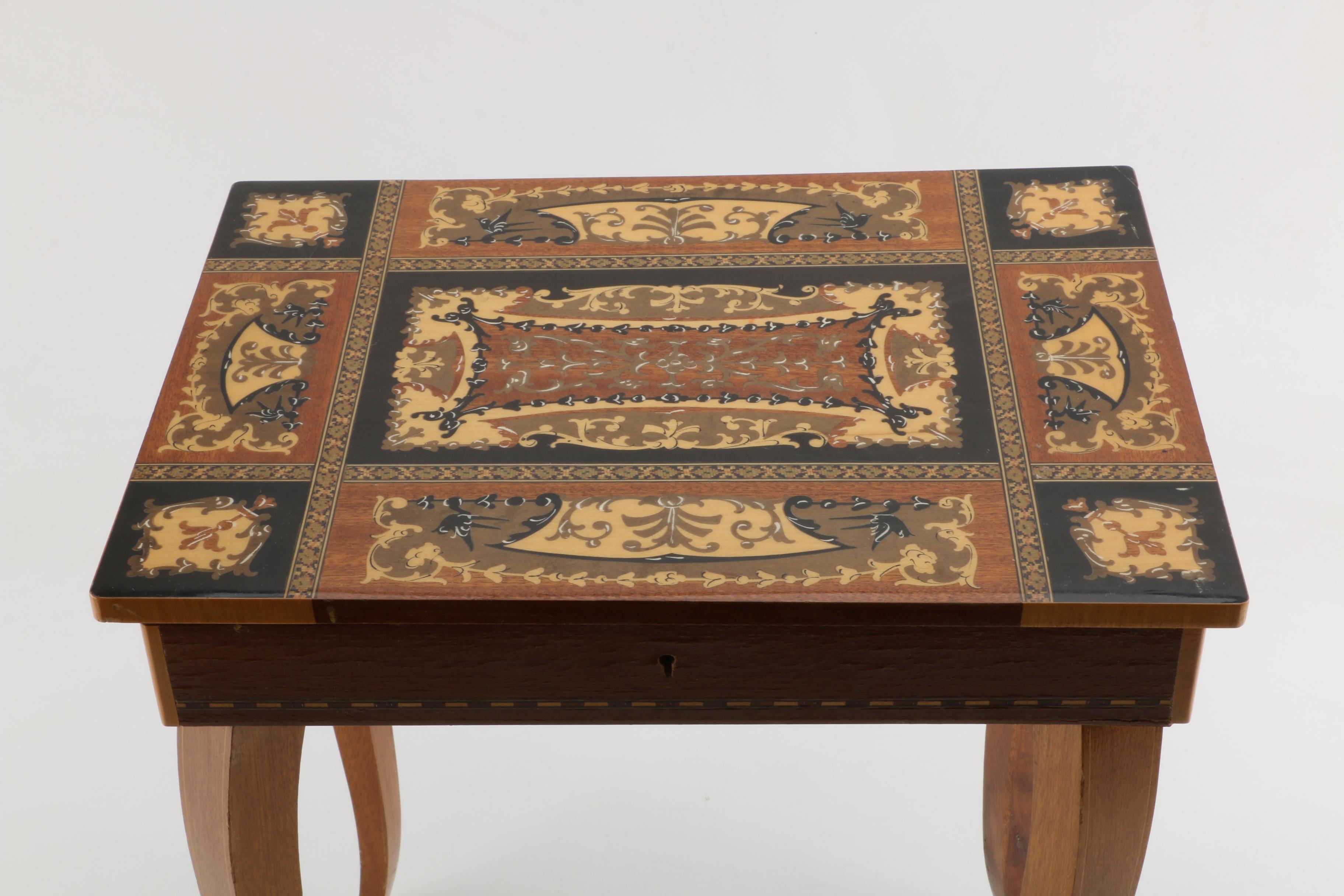 Marquetry Inlaid Reuse Music Box Table by Florentia