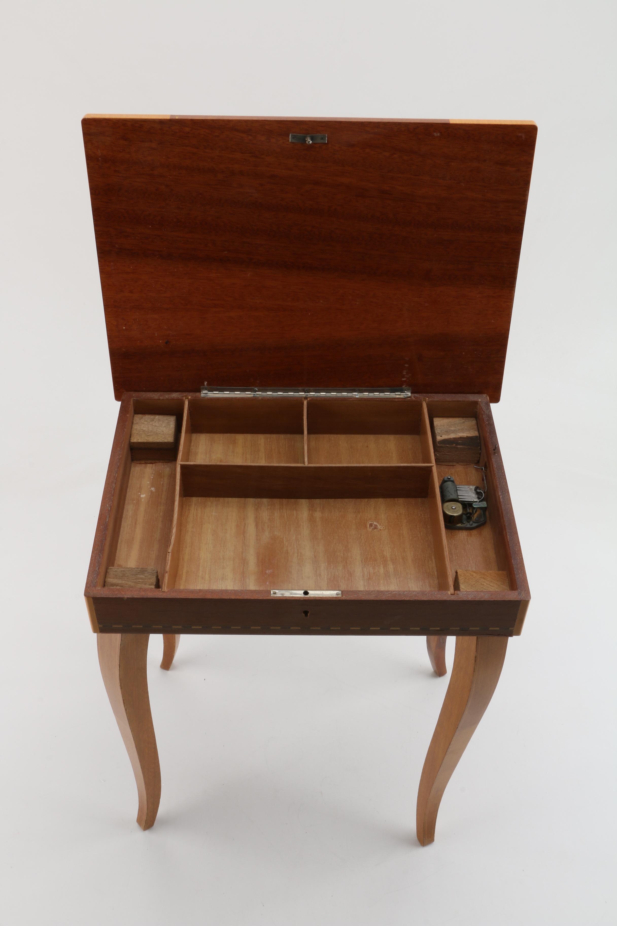 Marquetry Inlaid Reuse Music Box Table by Florentia