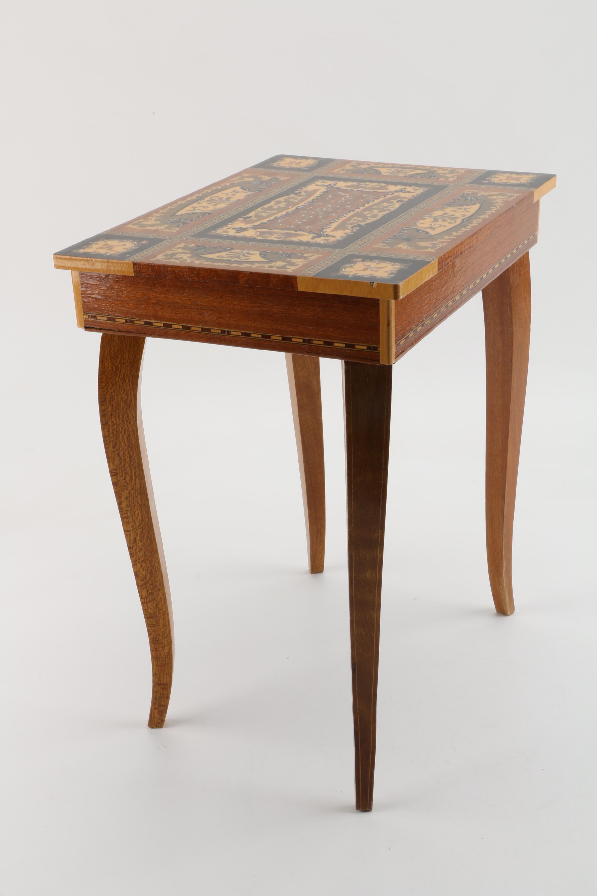 Marquetry Inlaid Reuse Music Box Table by Florentia