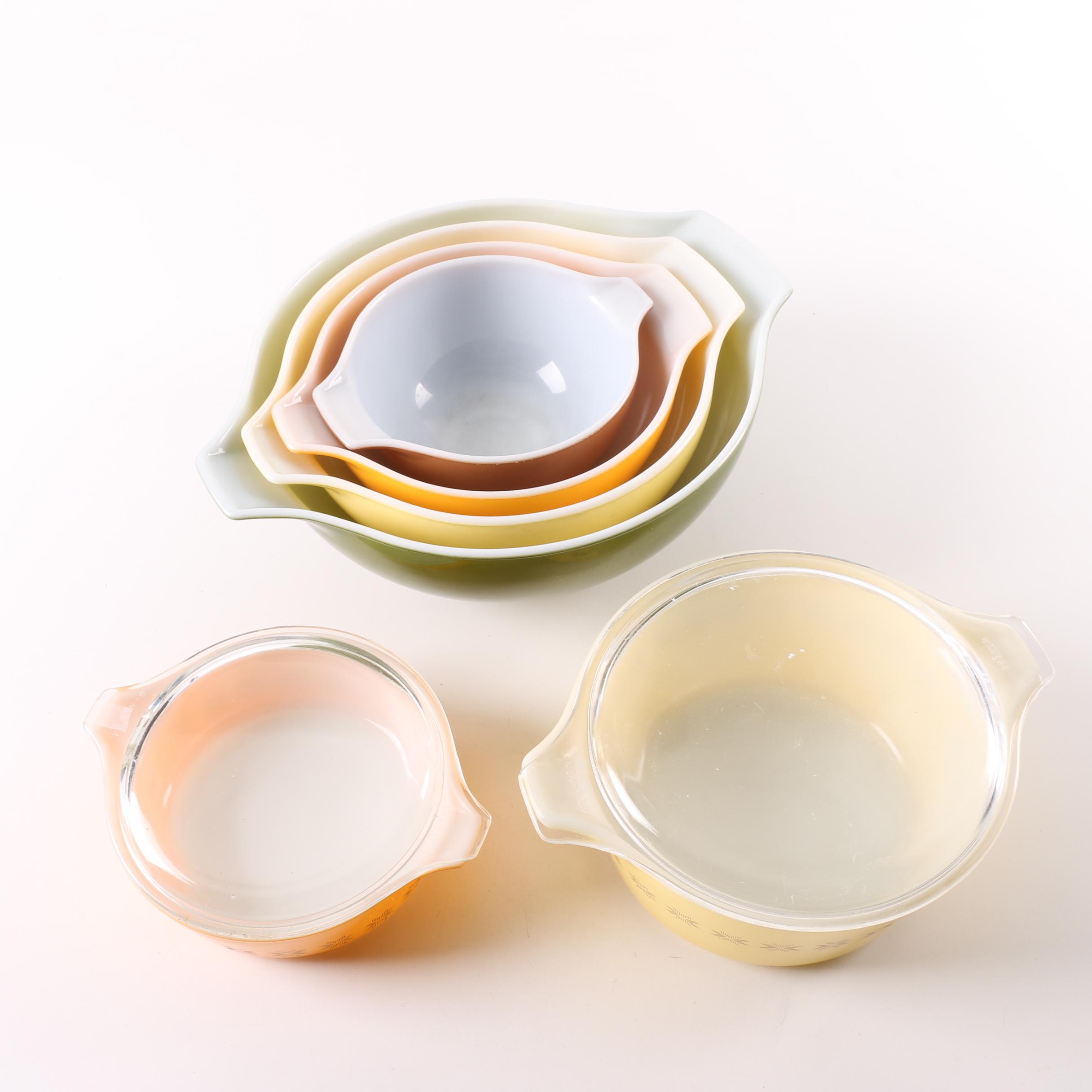 Pyrex "Primary Colors" Cinderella Mixing and "Town and Country" Casserole Bowls