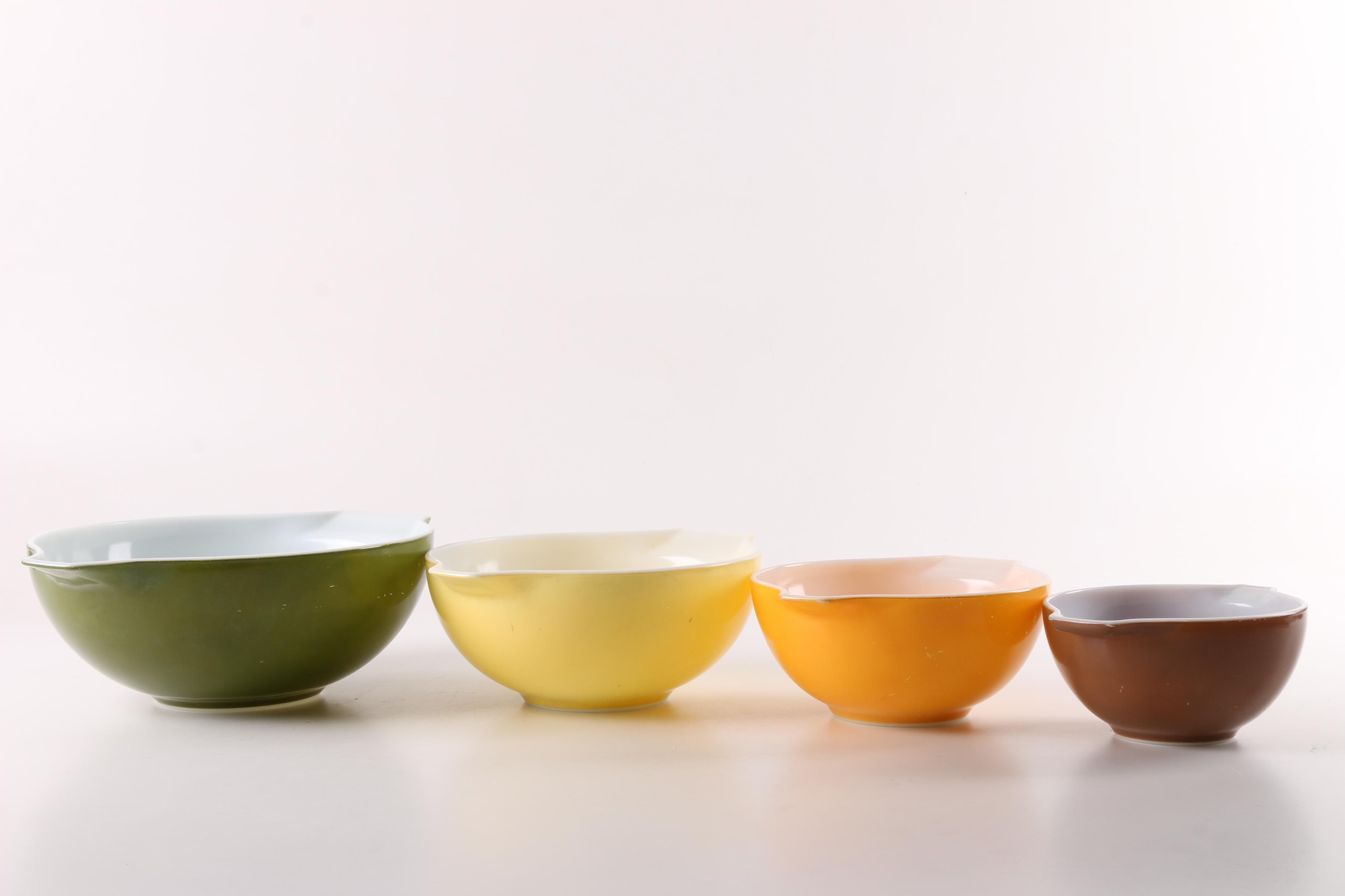 Pyrex "Primary Colors" Cinderella Mixing and "Town and Country" Casserole Bowls