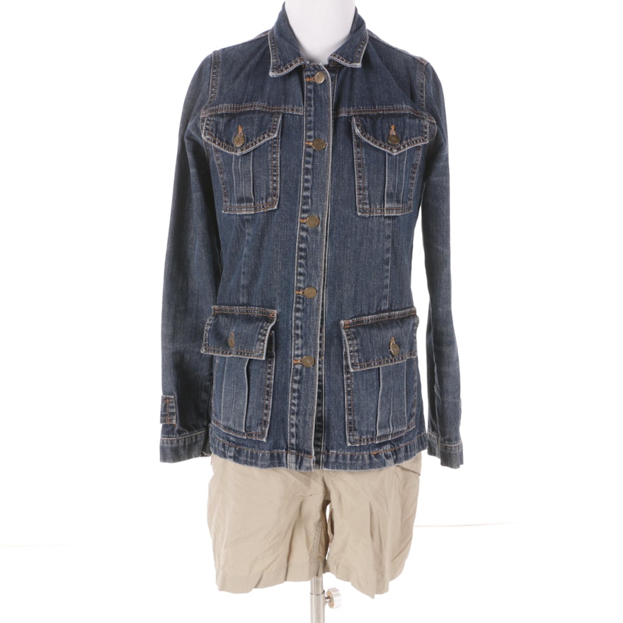 Women's BDG Denim Jacket and The North Face Cargo Shorts