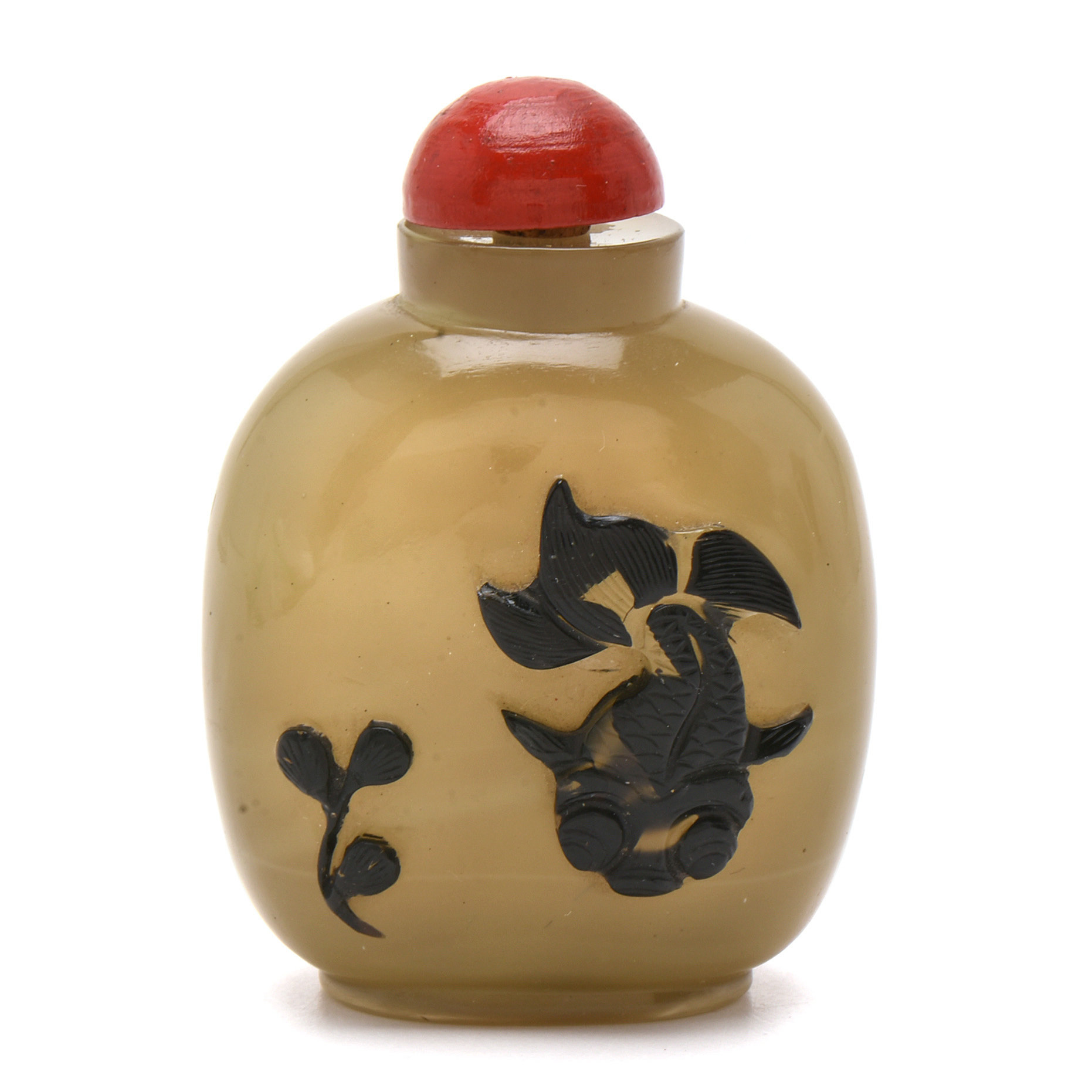 Qing Dynasty Peking Glass Carved Snuff Bottle