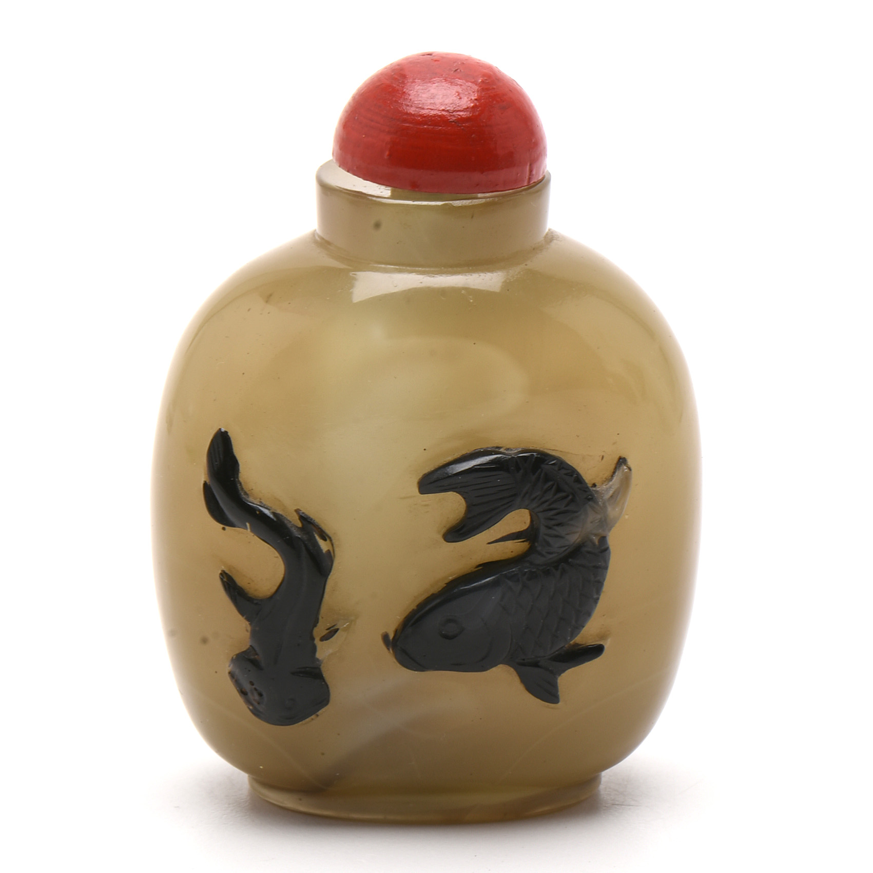 Qing Dynasty Peking Glass Carved Snuff Bottle