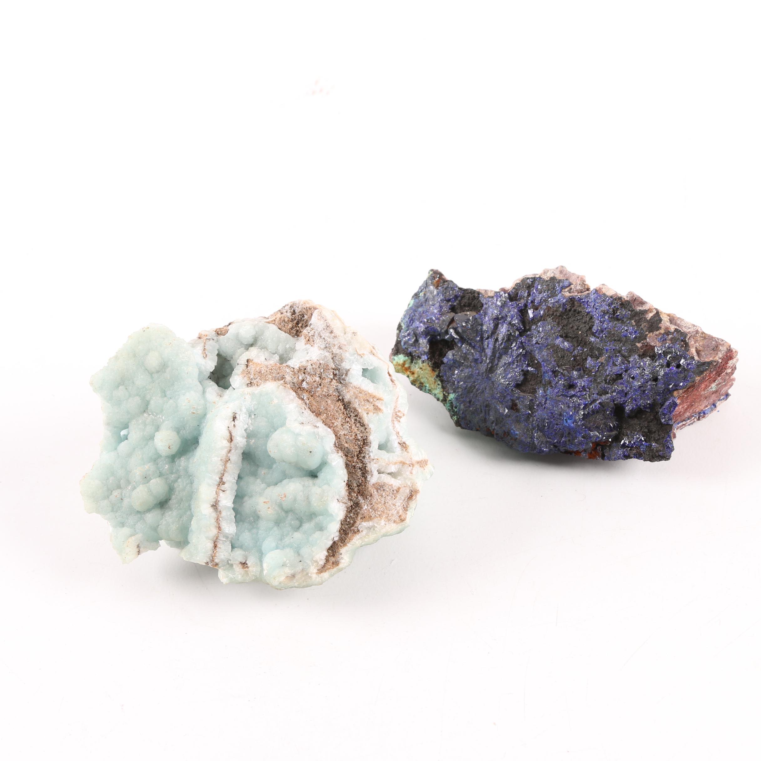 Smithsonite and Azurite Crystal Specimens