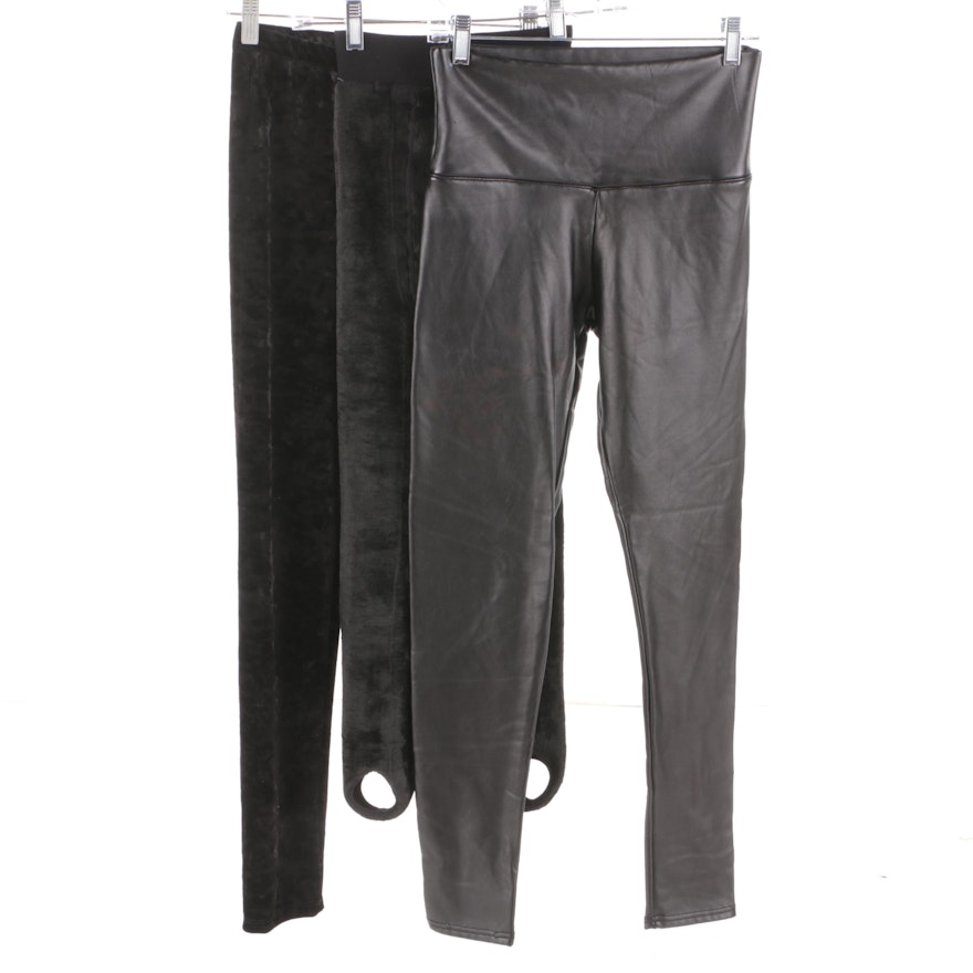 Women's Black Leggings and Stirrup Pants Including Velveteen