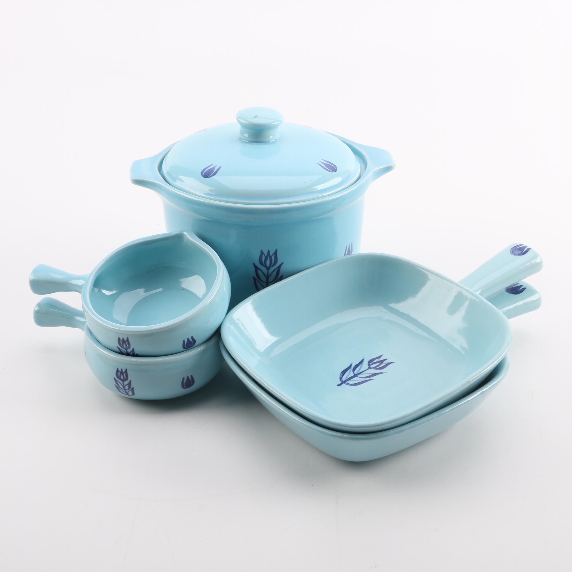 Mid-century Cronin "Tulip Blue" Ceramic Bakeware