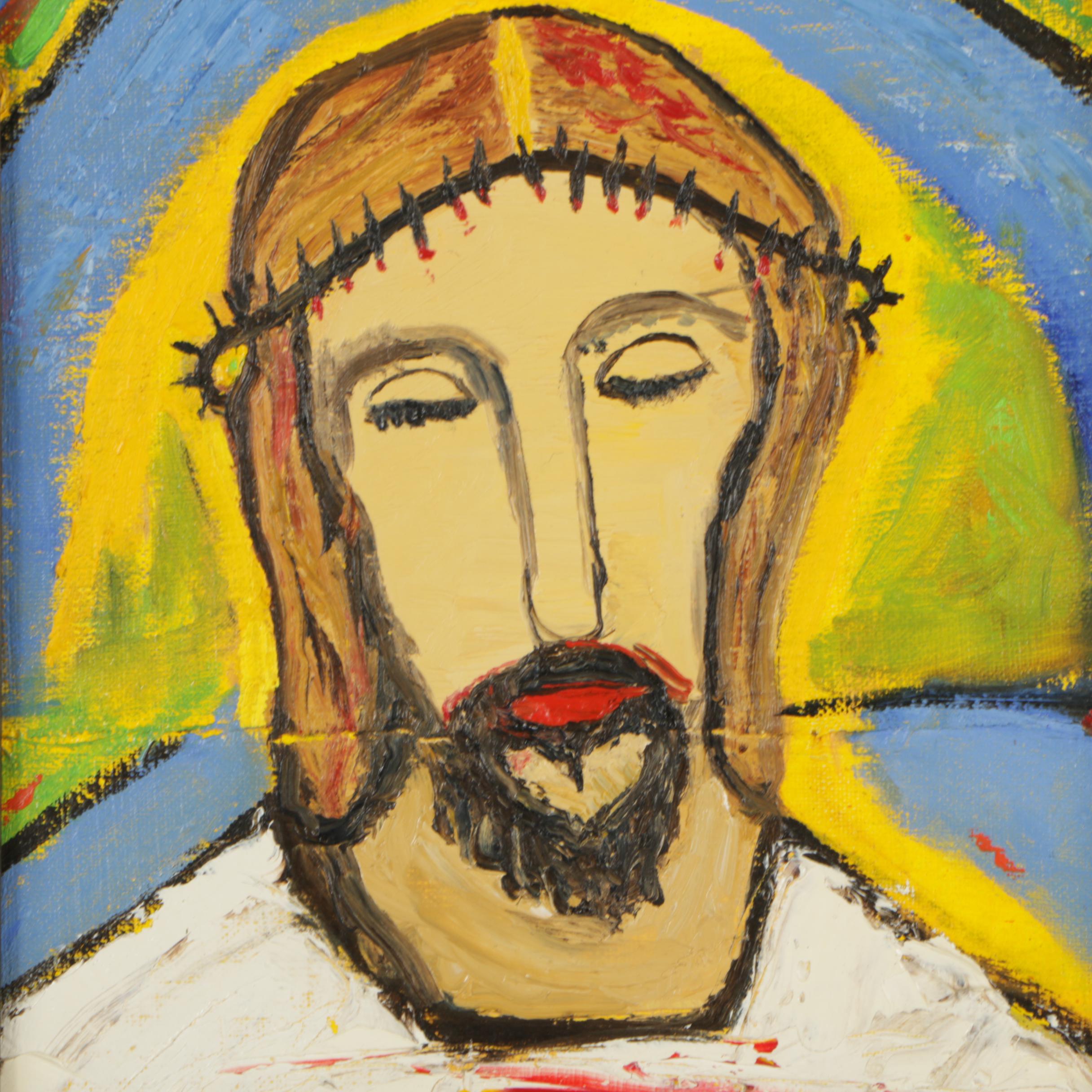 Framed Oil Painting of Christ