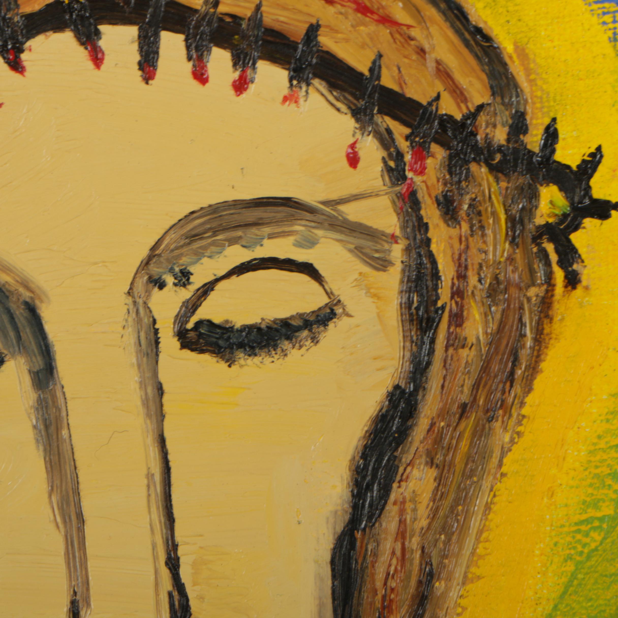 Framed Oil Painting of Christ