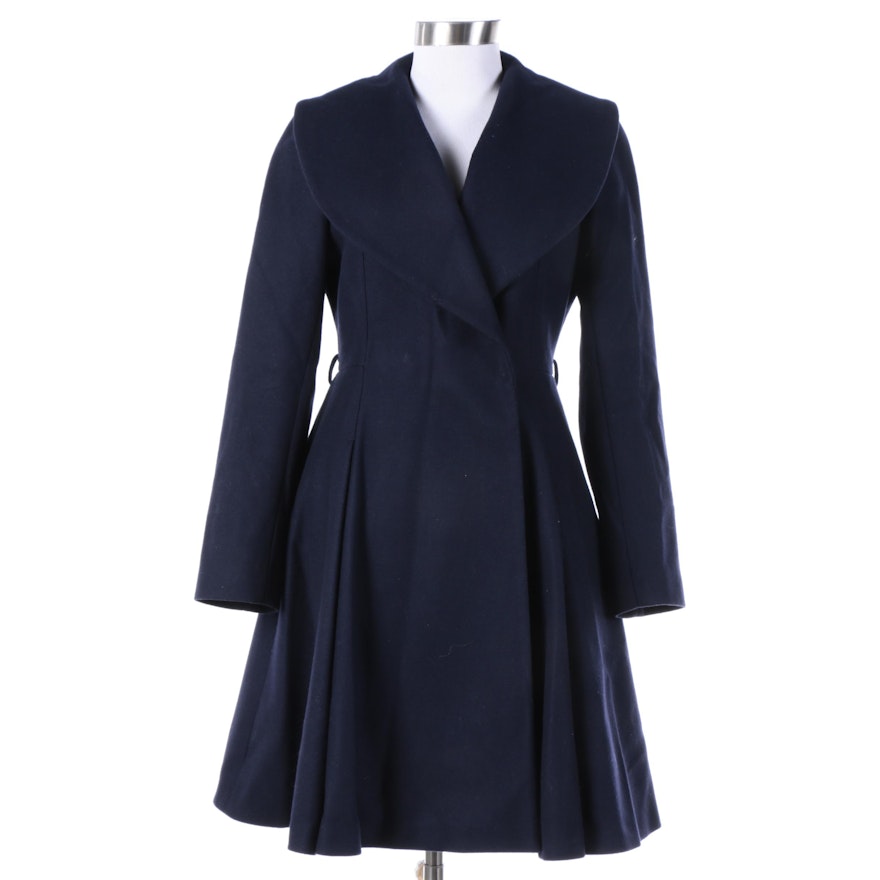 Women's Ted Baker Navy Blue Princess Coat with Floral Lining