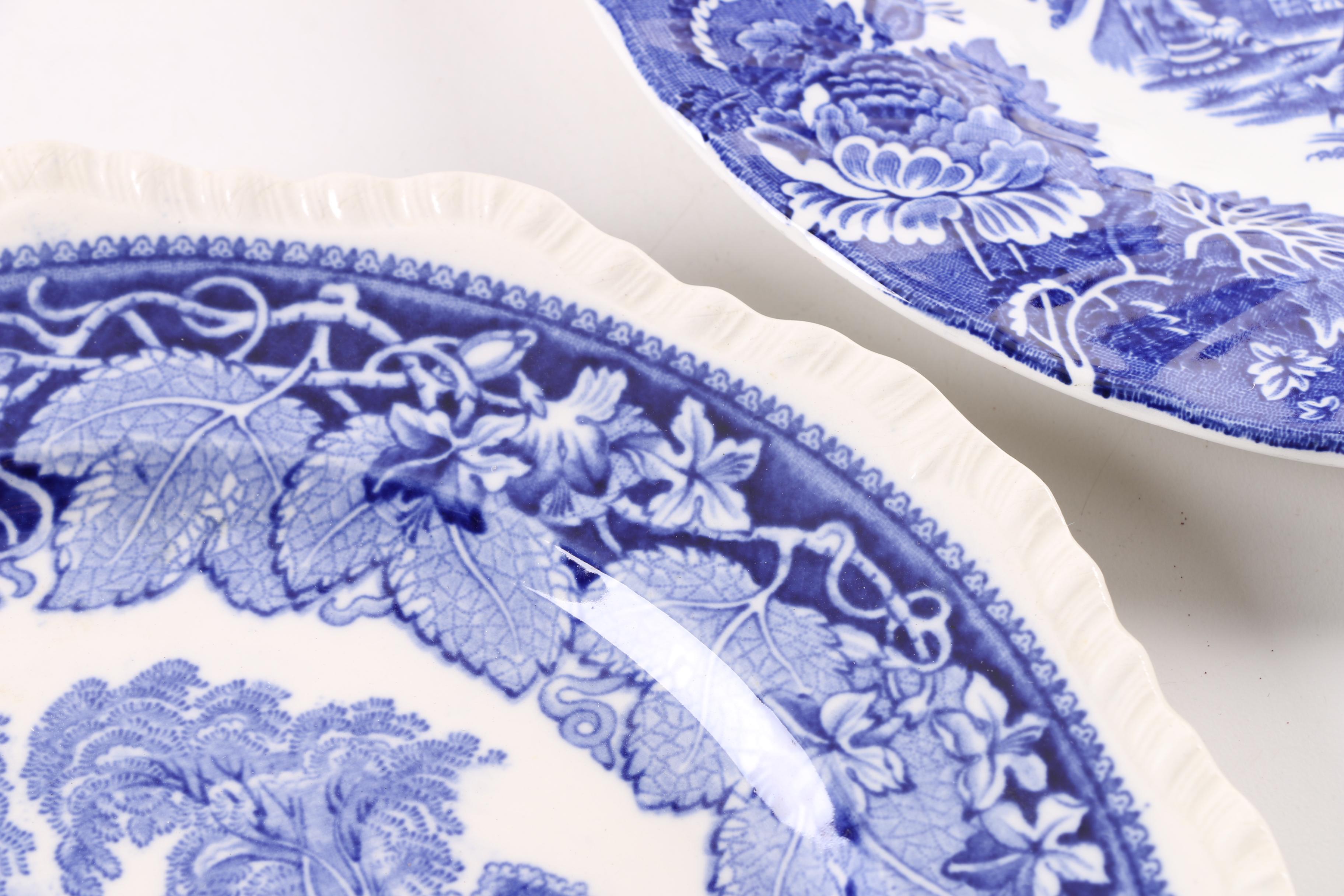 Blue and White Plates Including Masons and Wood & Sons