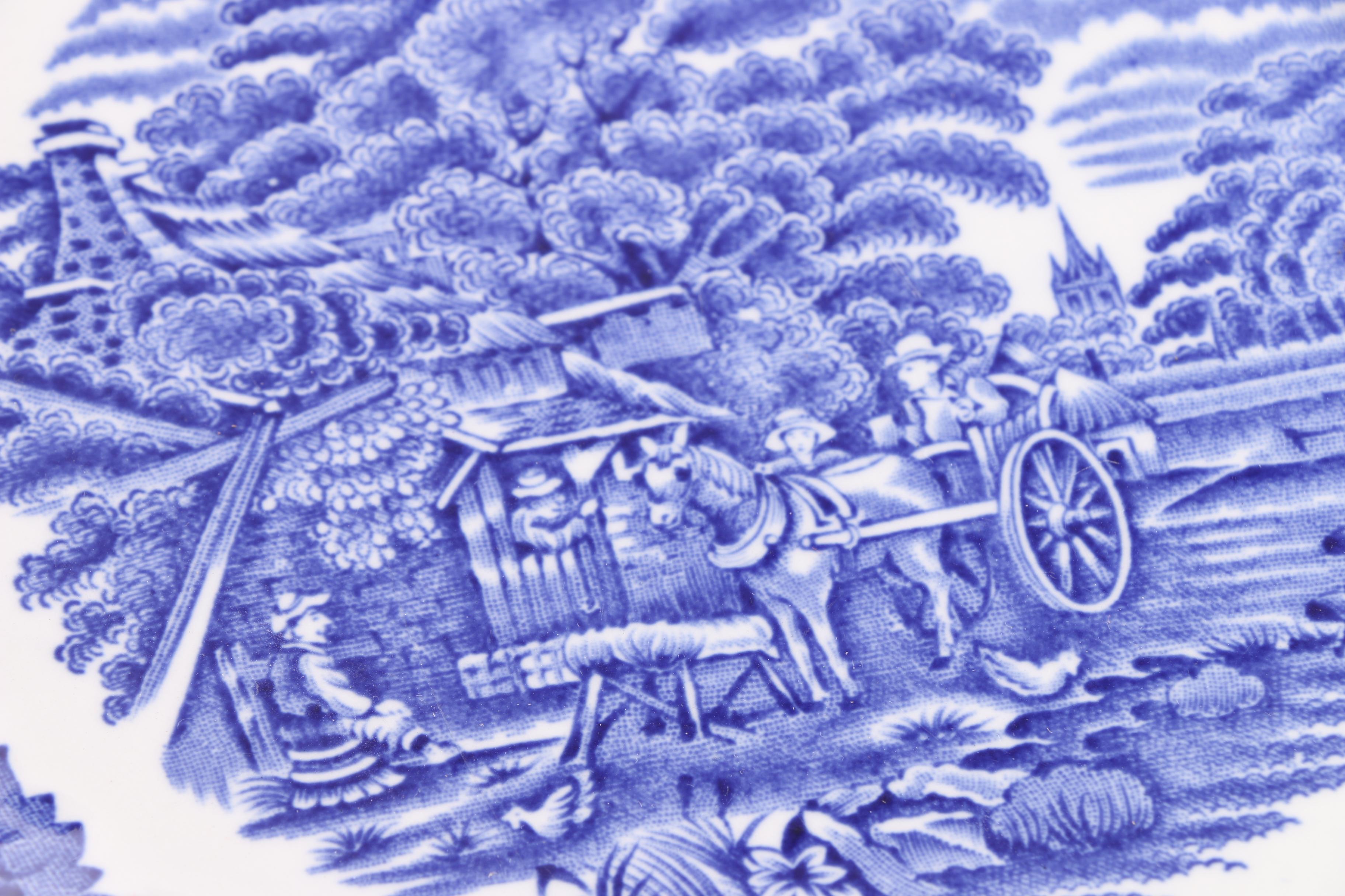 Blue and White Plates Including Masons and Wood & Sons