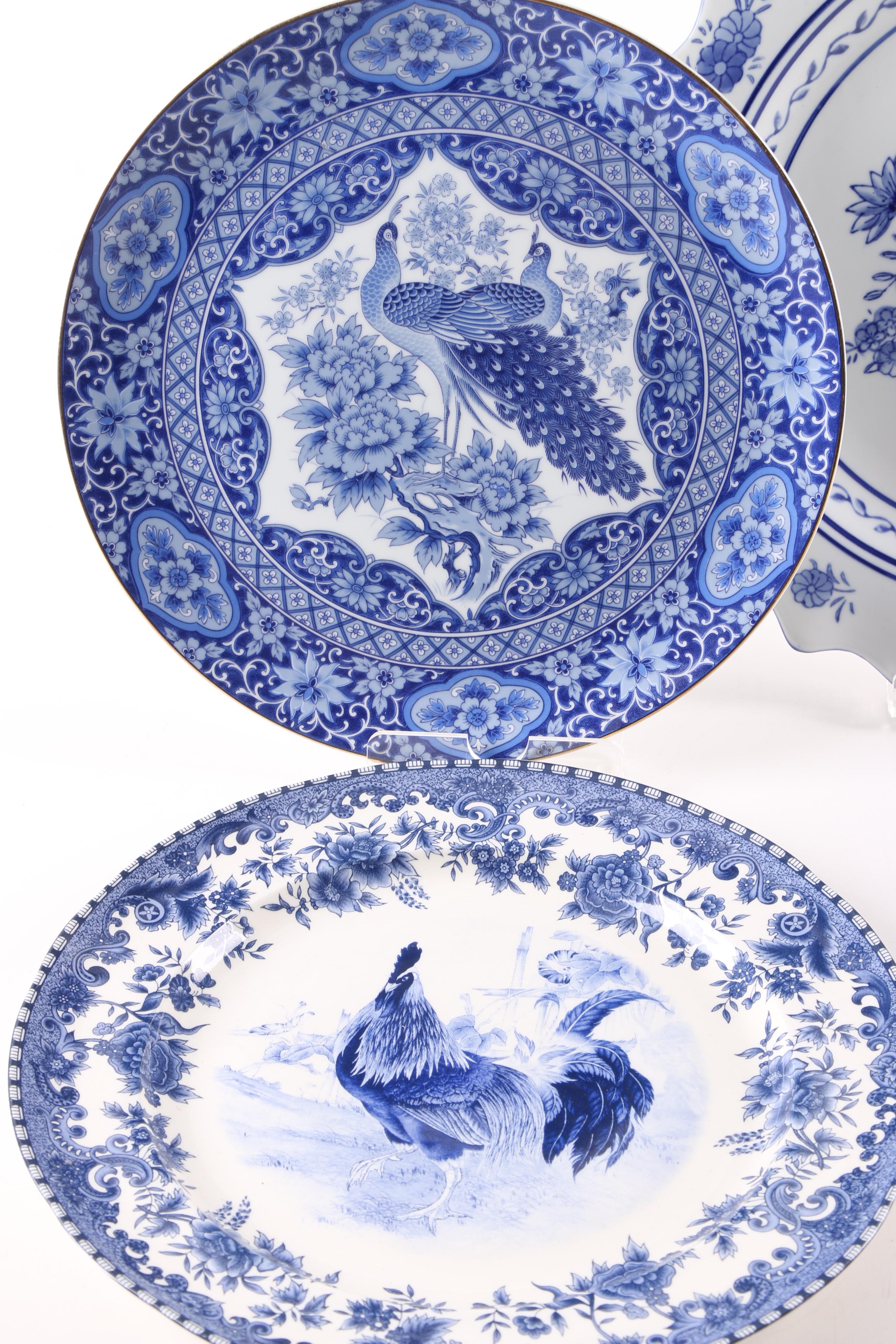 Blue and White Plates Including Masons and Wood & Sons