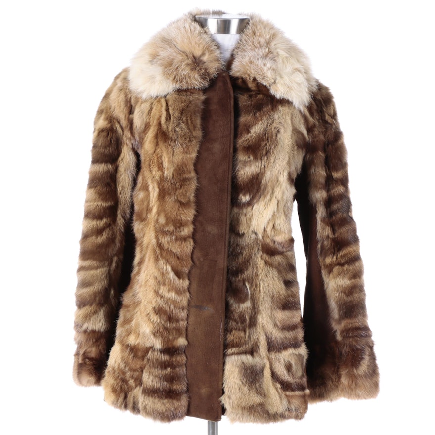 White House Fur Salon Mink Fur Coat with Fox Collar