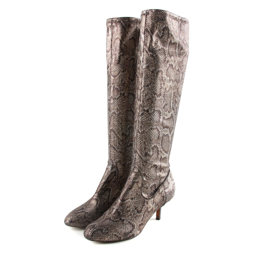 Donald J. Pliner Metallic Python Printed High Heel Boots