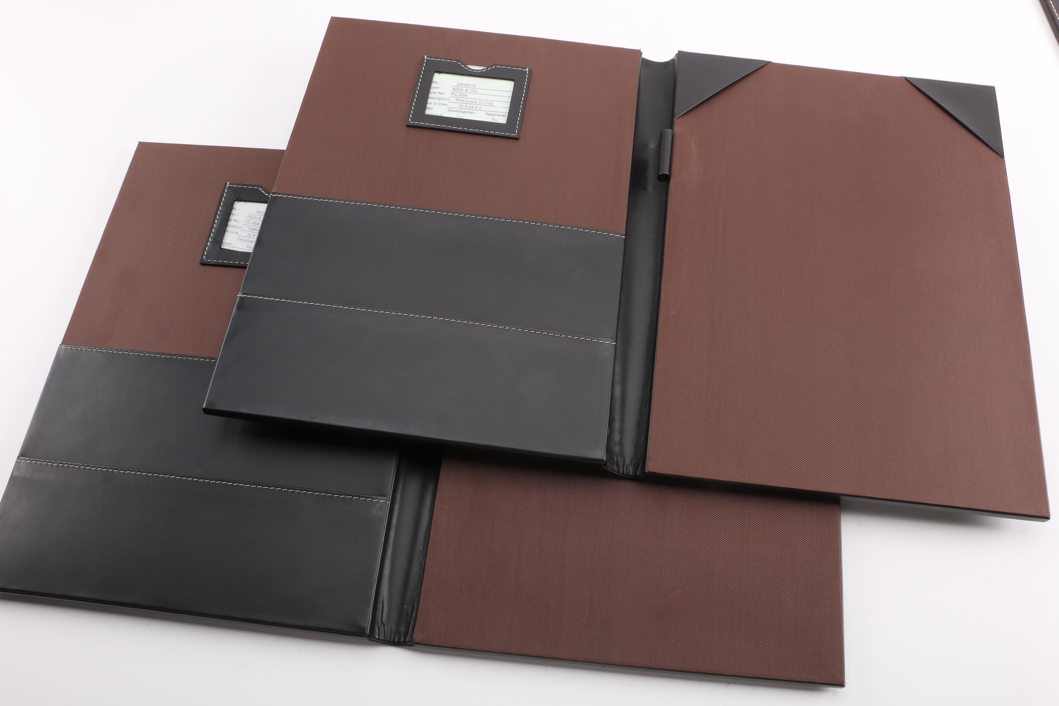 Aida & Co. Dark Brown Faux Leather Stationery Caddies