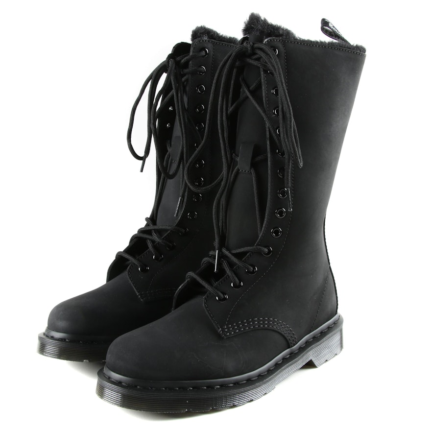 Dr. Martens Cascade Split Matte Black Boots with Faux Fur Lining