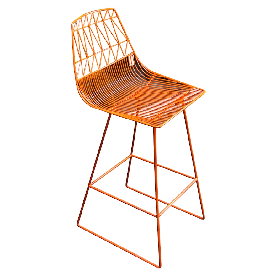 Modern Orange Wire Metal Bar Chair