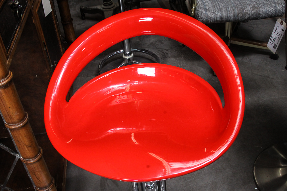 Zuo Red Plastic and Chrome "Tickle" Bar Stool