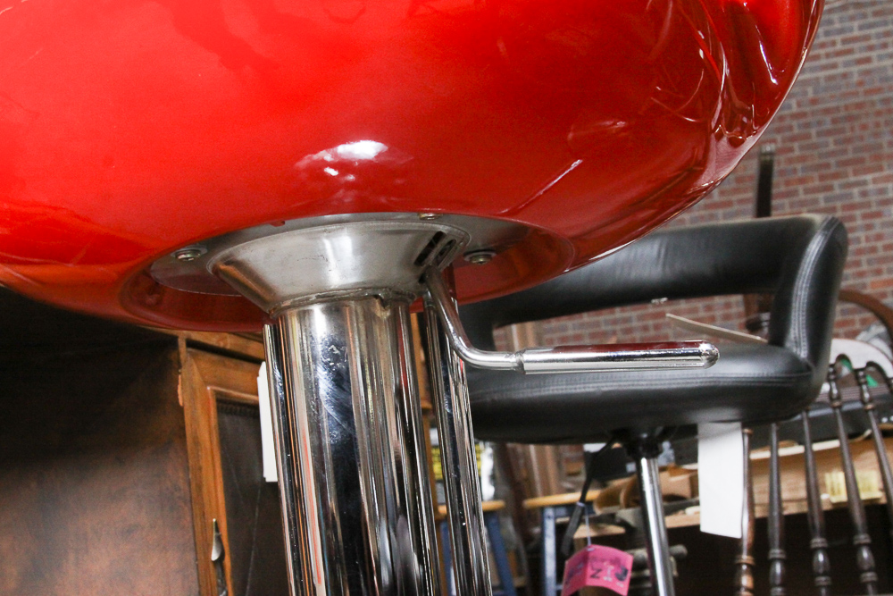 Zuo Red Plastic and Chrome "Tickle" Bar Stool