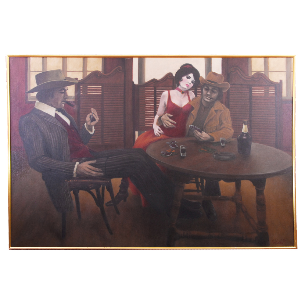Pritchard Oil Painting of Western Saloon Scene