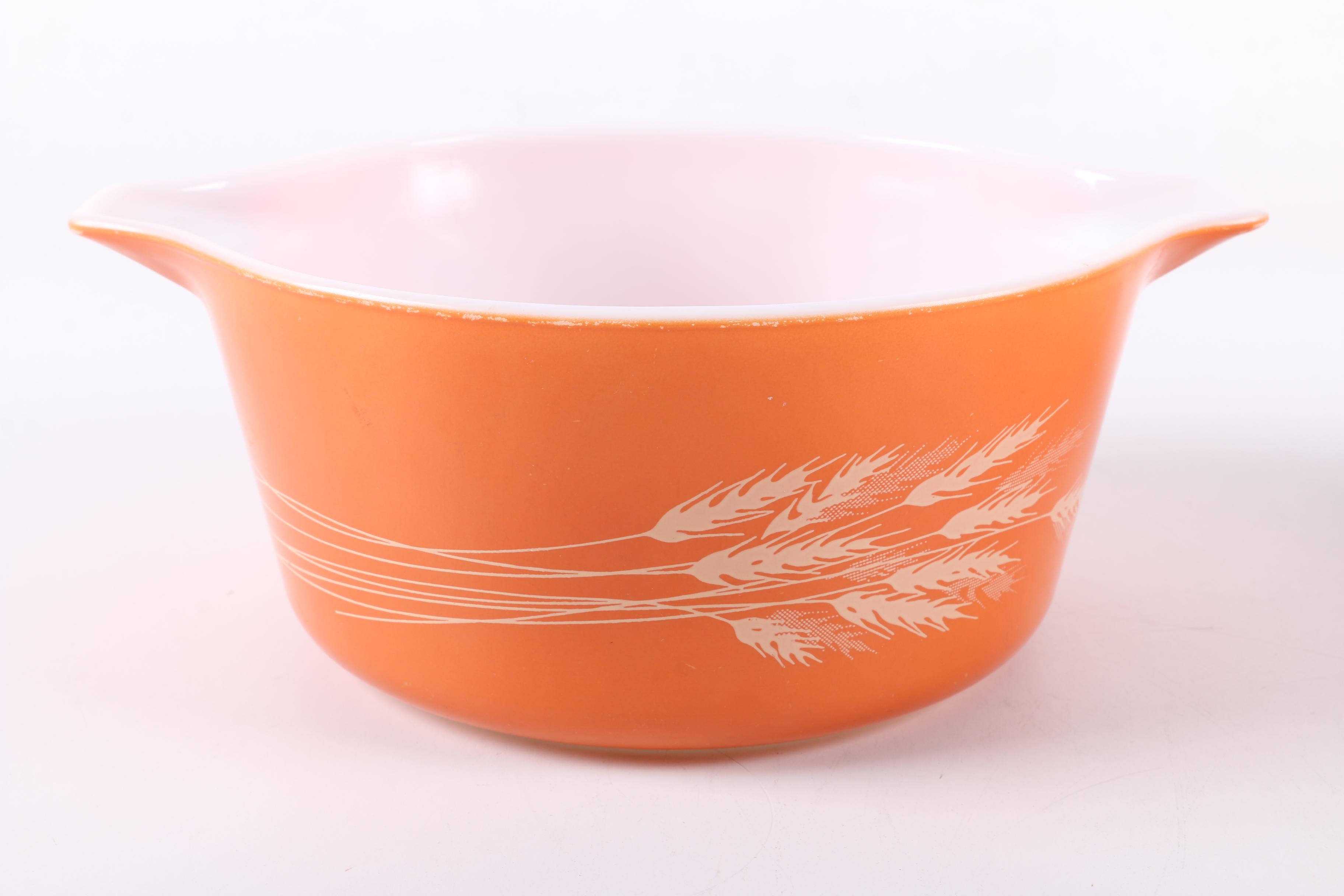 Vintage Pyrex "Autumn Harvest" Baking Dishes, Mixing Bowls and Canister 1979-86