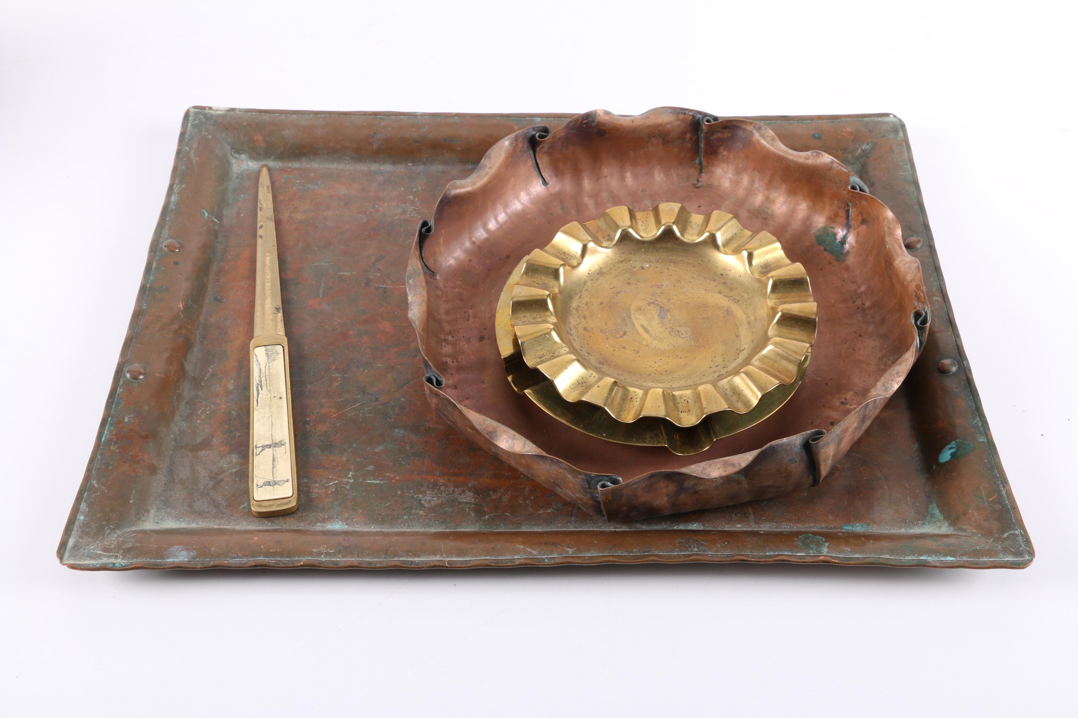 Vintage Copper and Brass Figurines, Bookends, and Other Decor