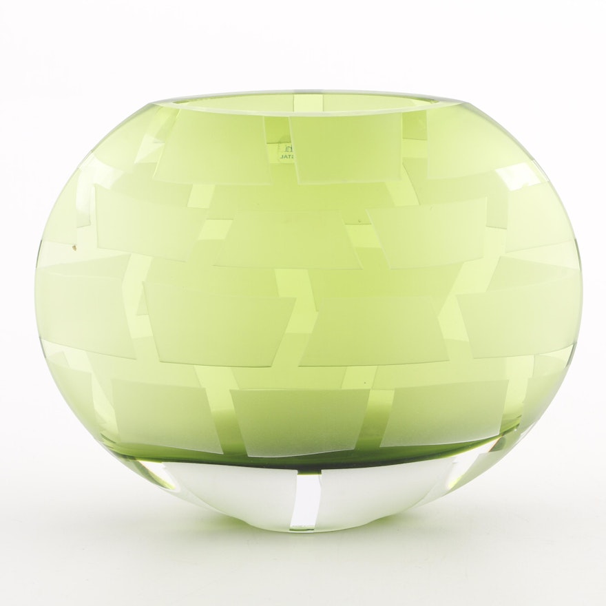 Badash Handmade Green Crystal Vase