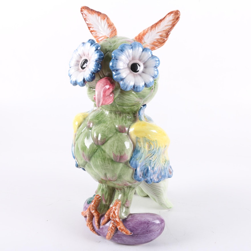 Colorful Glazed Porcelain Owl